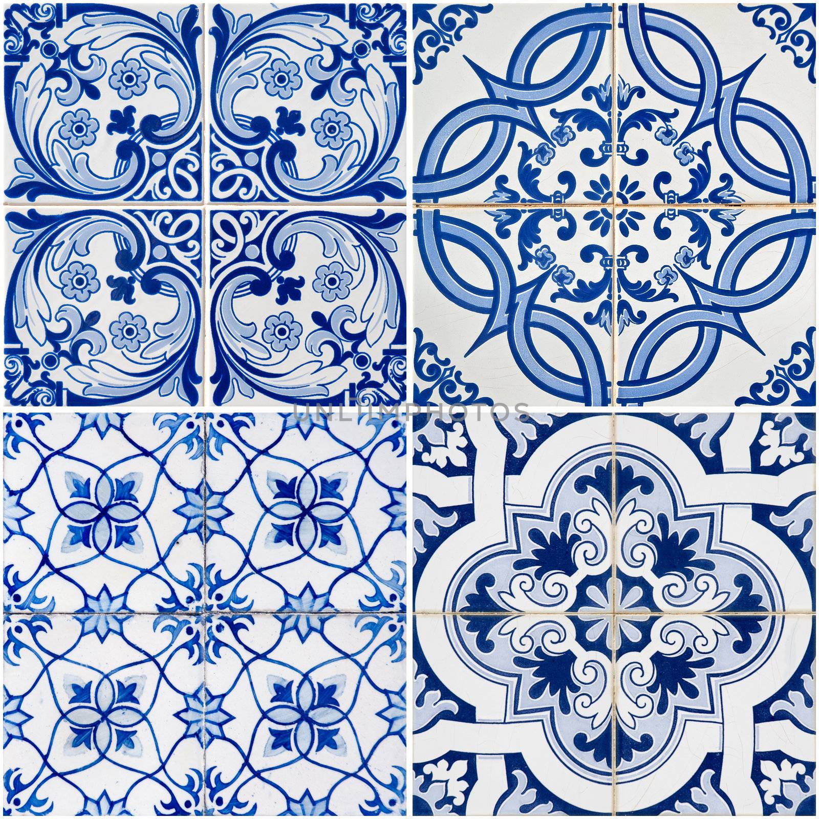 Colorful vintage ceramic tiles wall decoration.