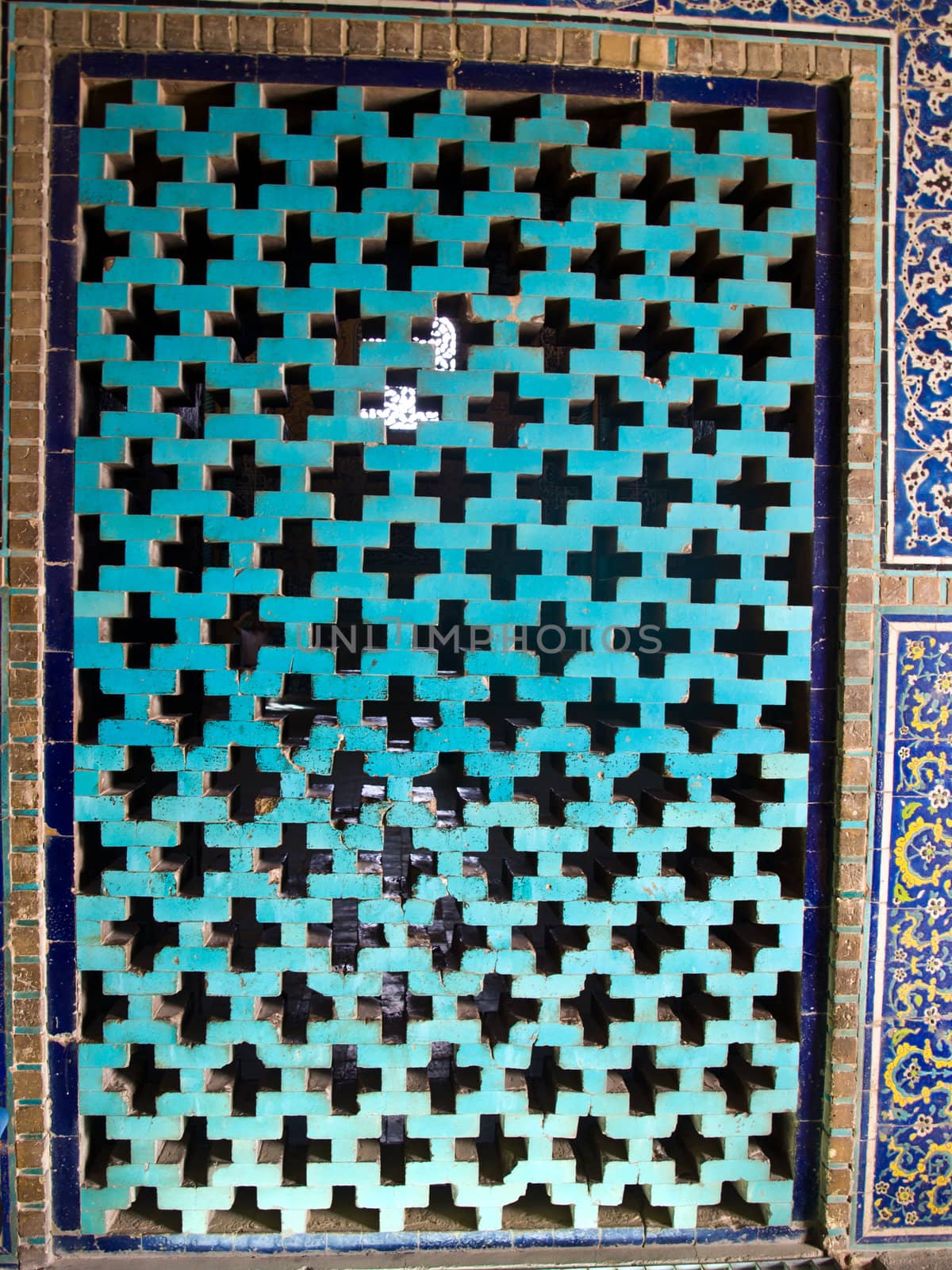 tiled background, oriental ornaments from Isfahan Mosque, Iran by gururugu