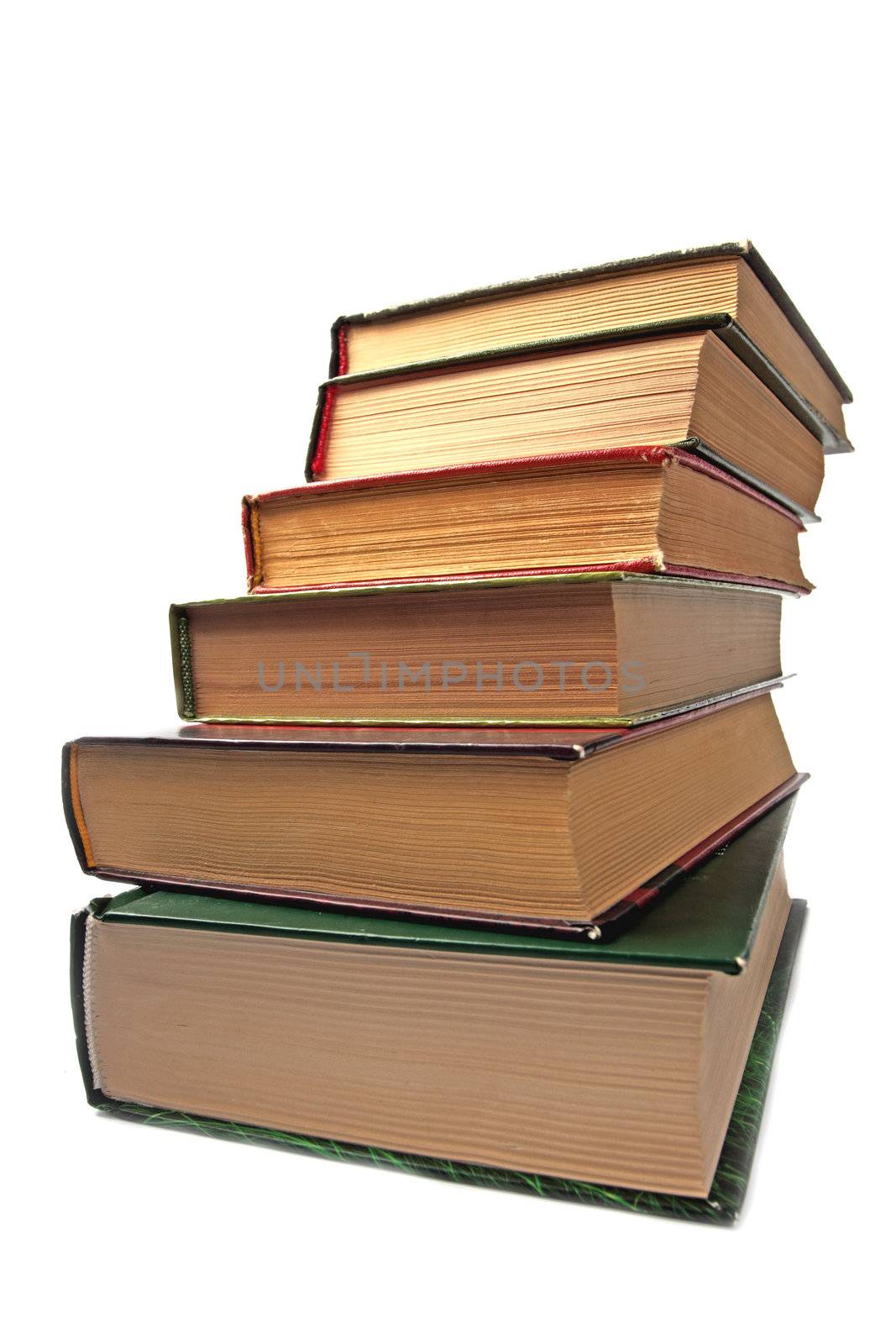 Stack of  books on white background