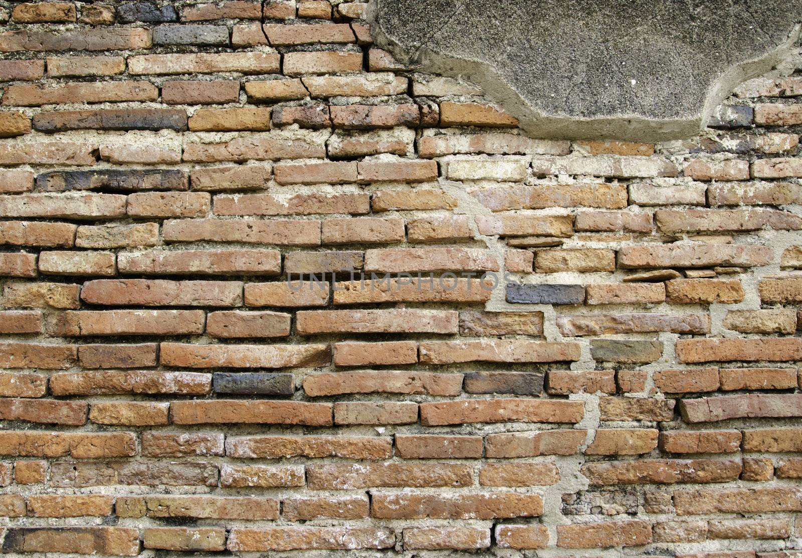 Aged street brick wall background, texture 