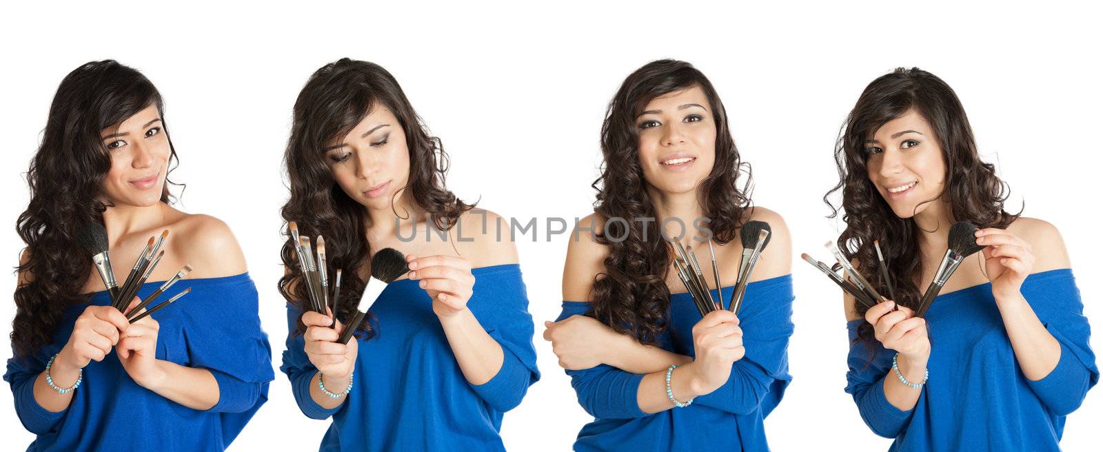 Collage of a woman with makeup brushes by raduga21