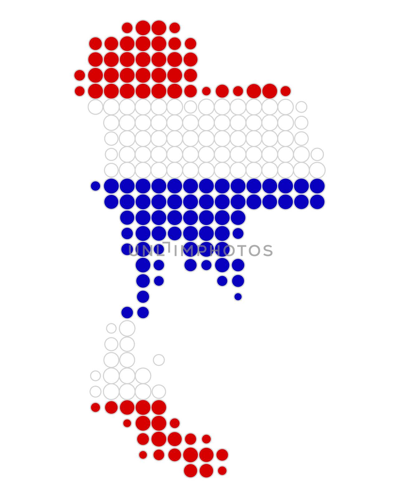 Map and flag of Thailand