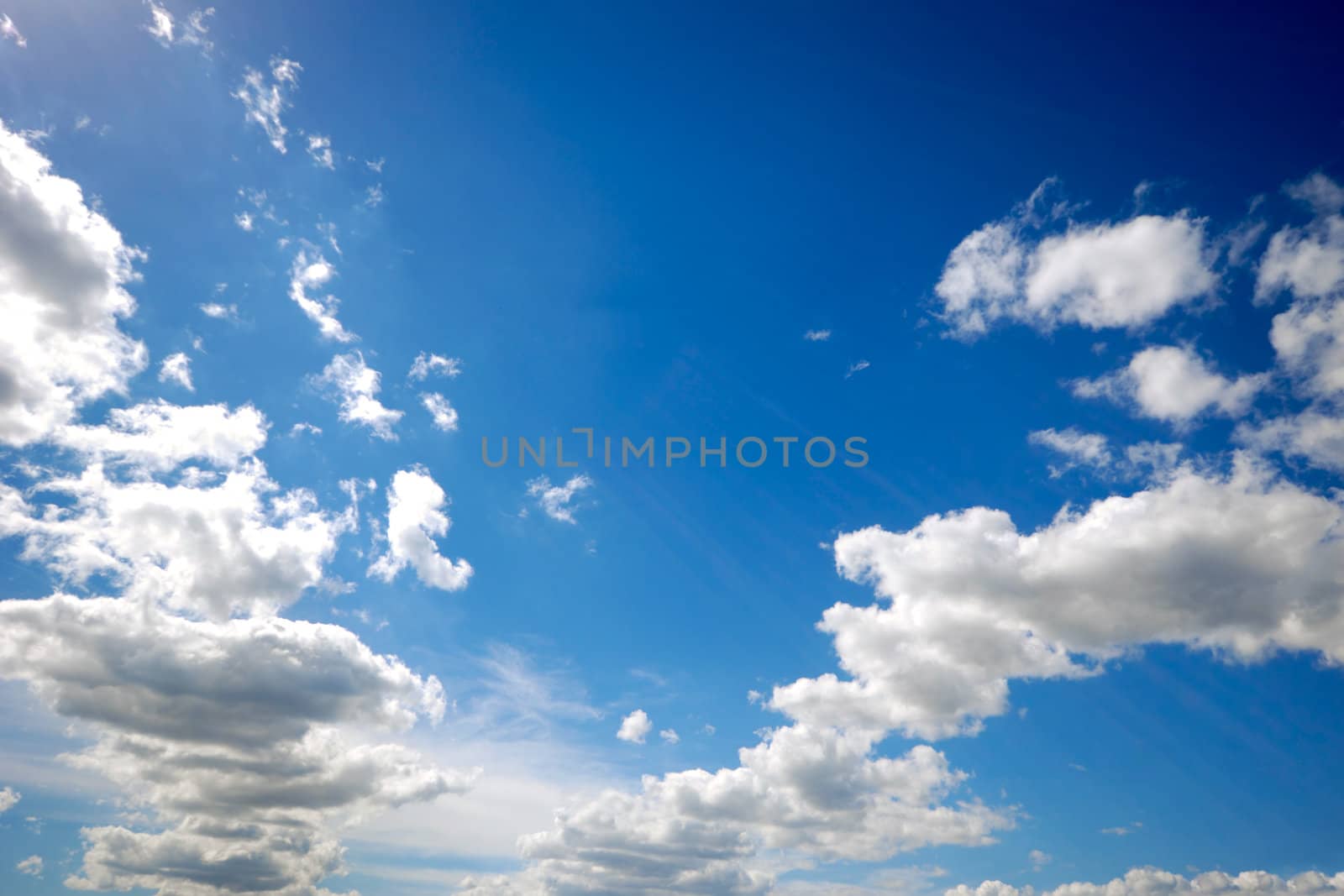 White clouds and a blue sky