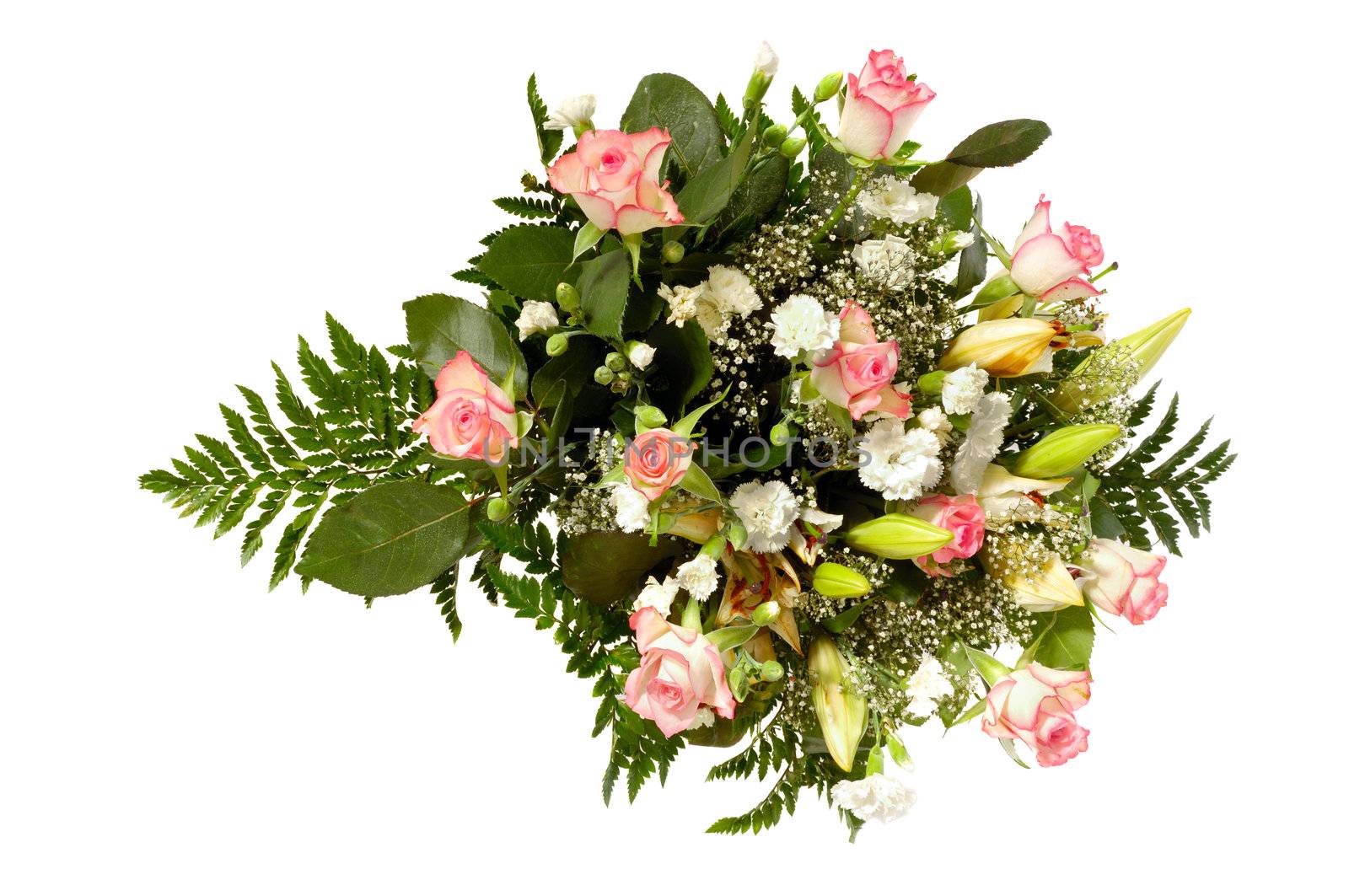 Bouquet of mixed flowers taken on a clean white background