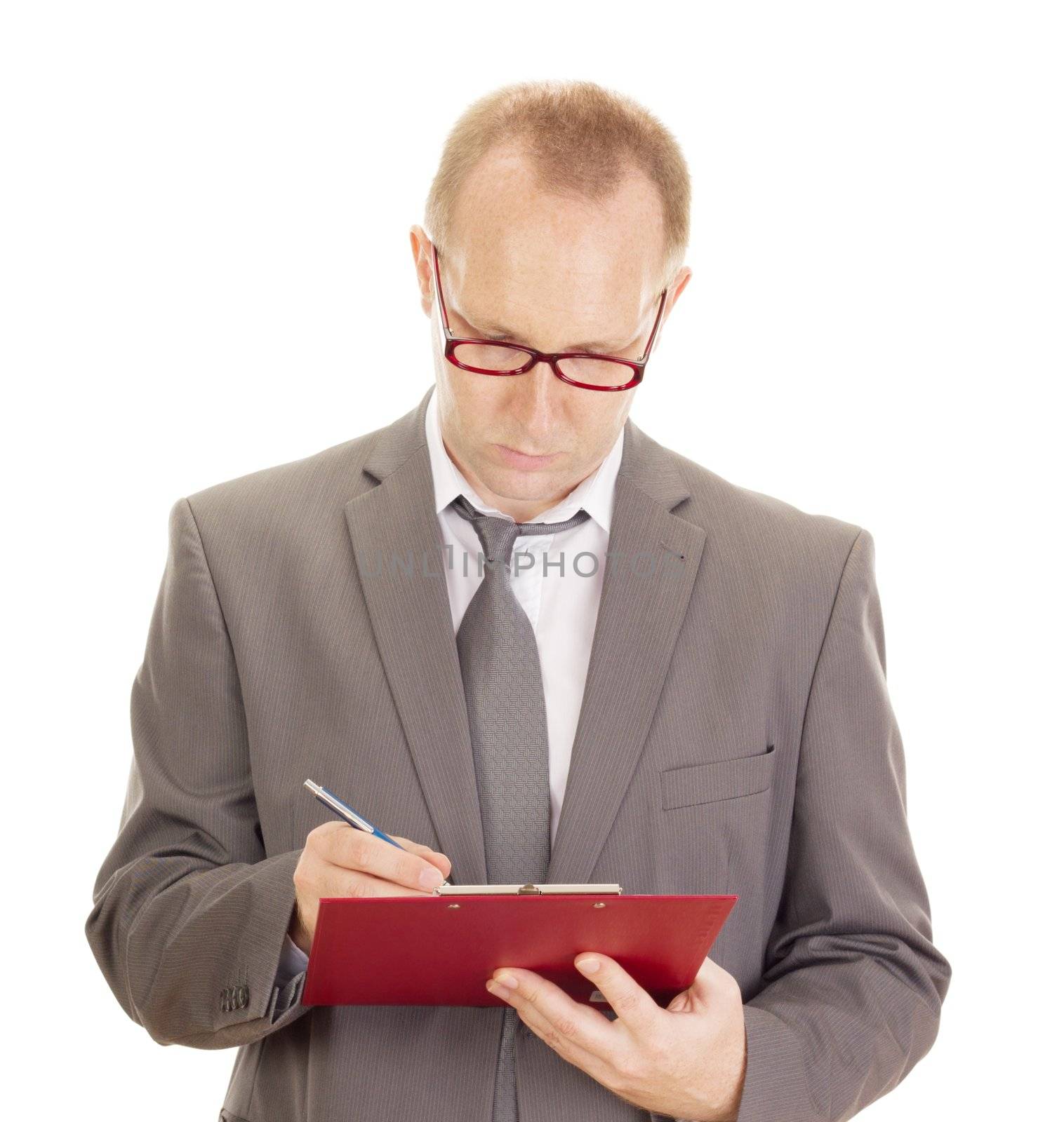 Business person with clipboard