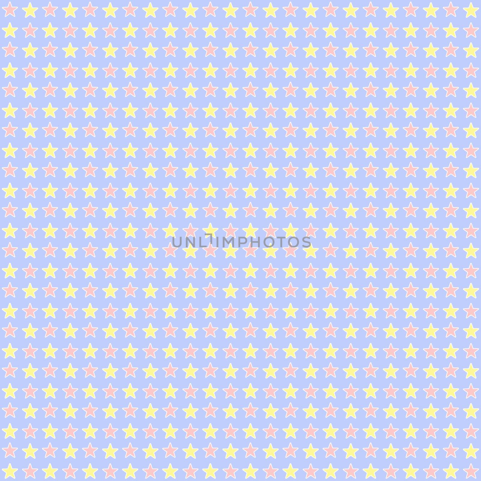 Pale pink and yellow stars on blue background