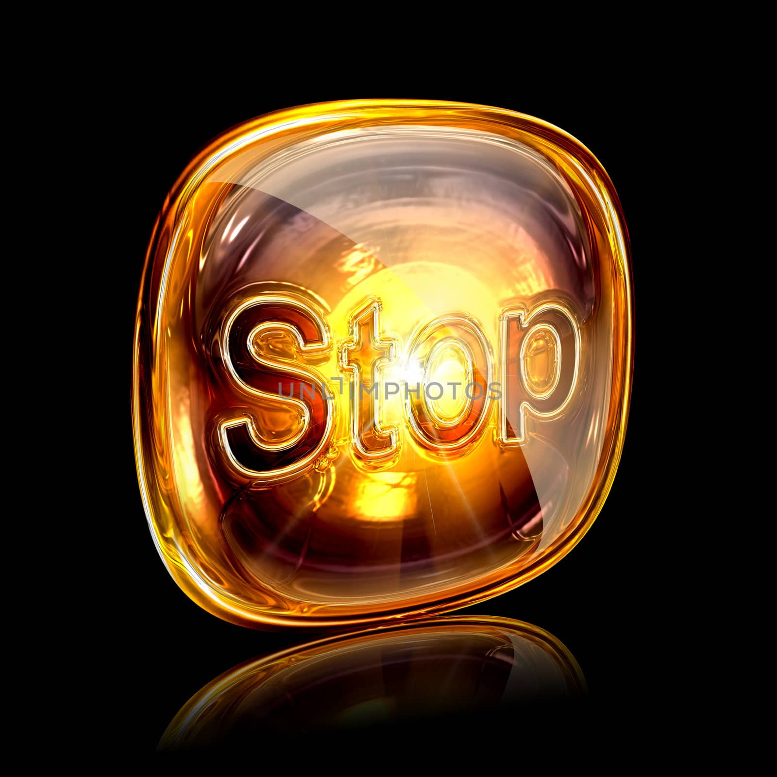 Stop icon amber, isolated on black background by zeffss