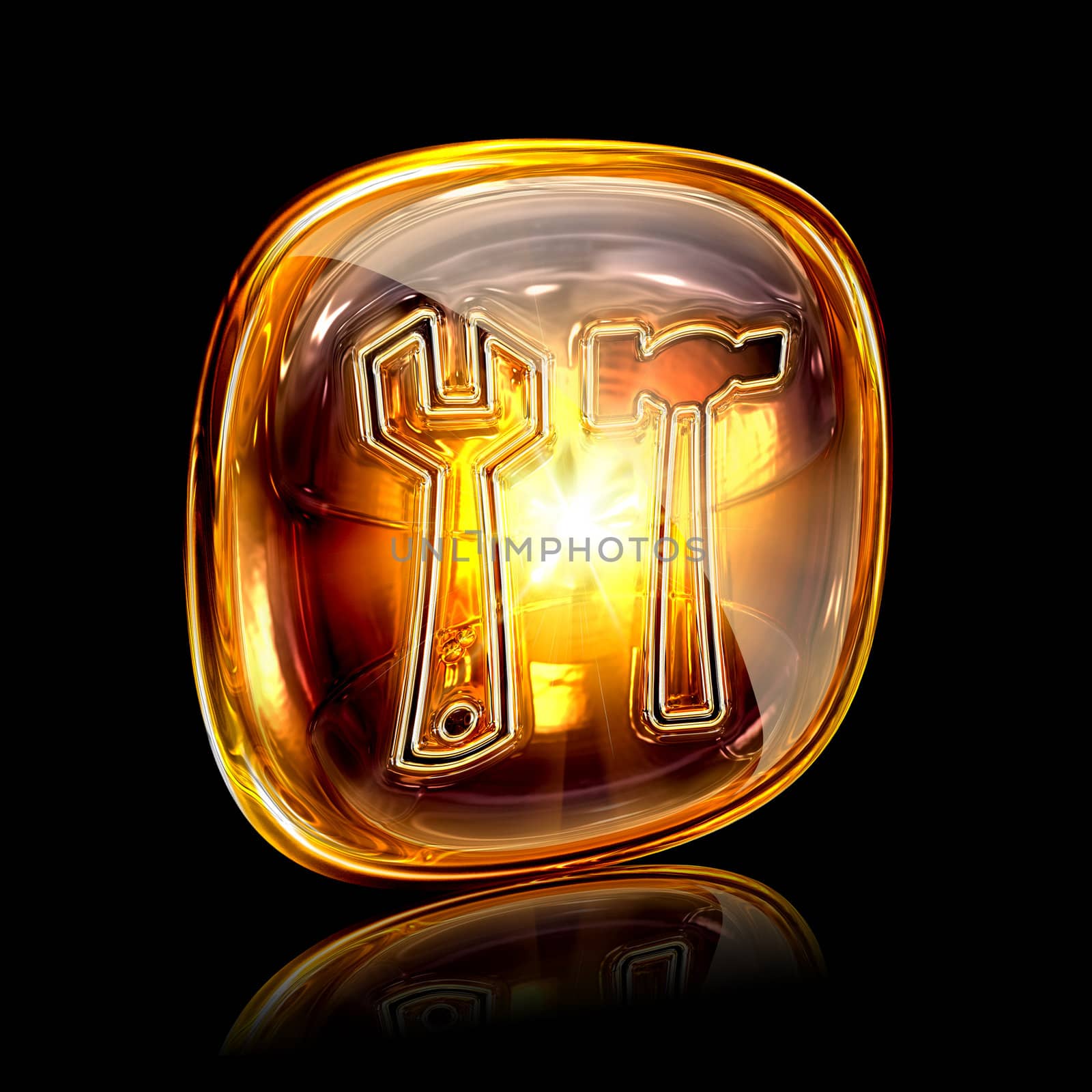 Tools icon amber, isolated on black background by zeffss