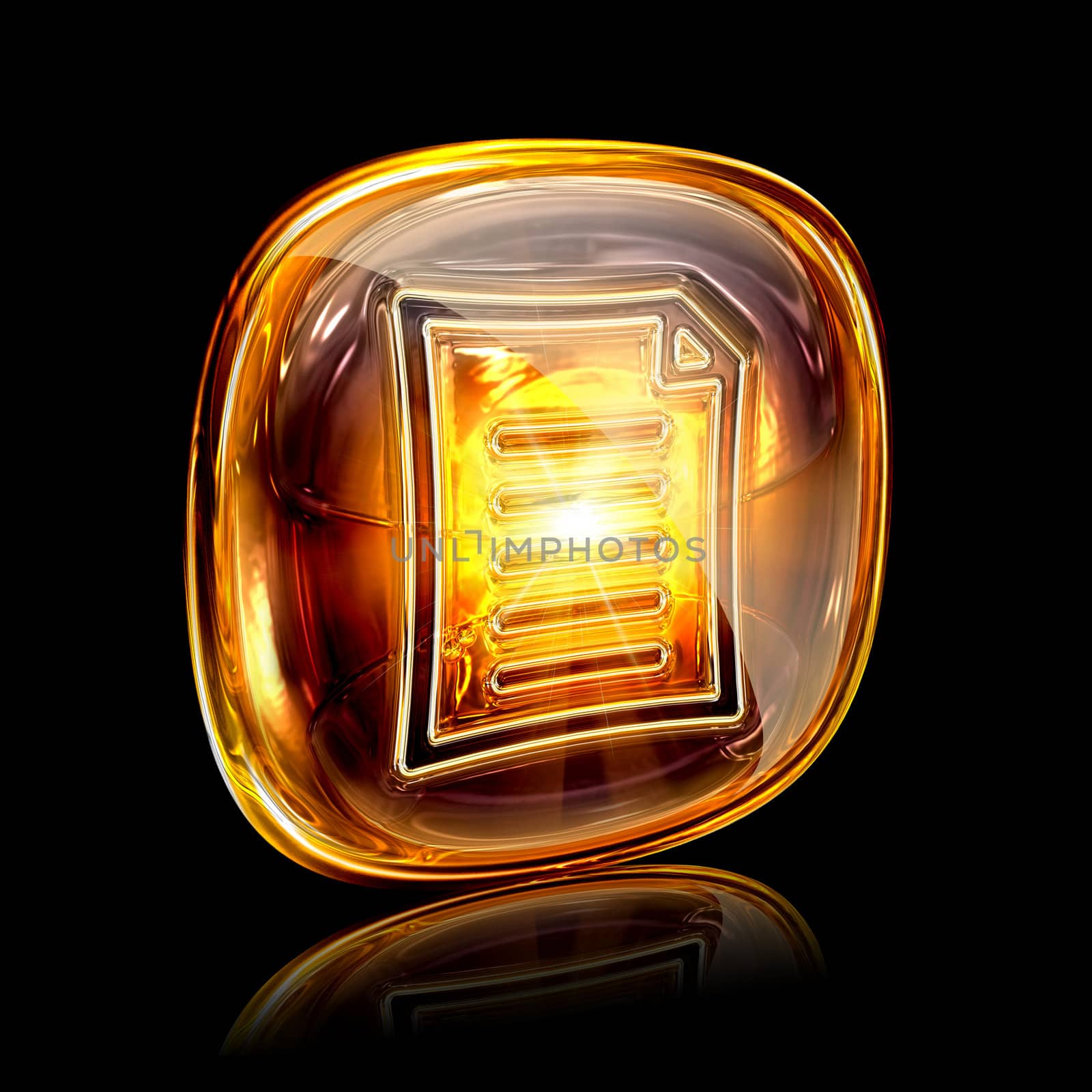 Document icon amber, isolated on black background by zeffss