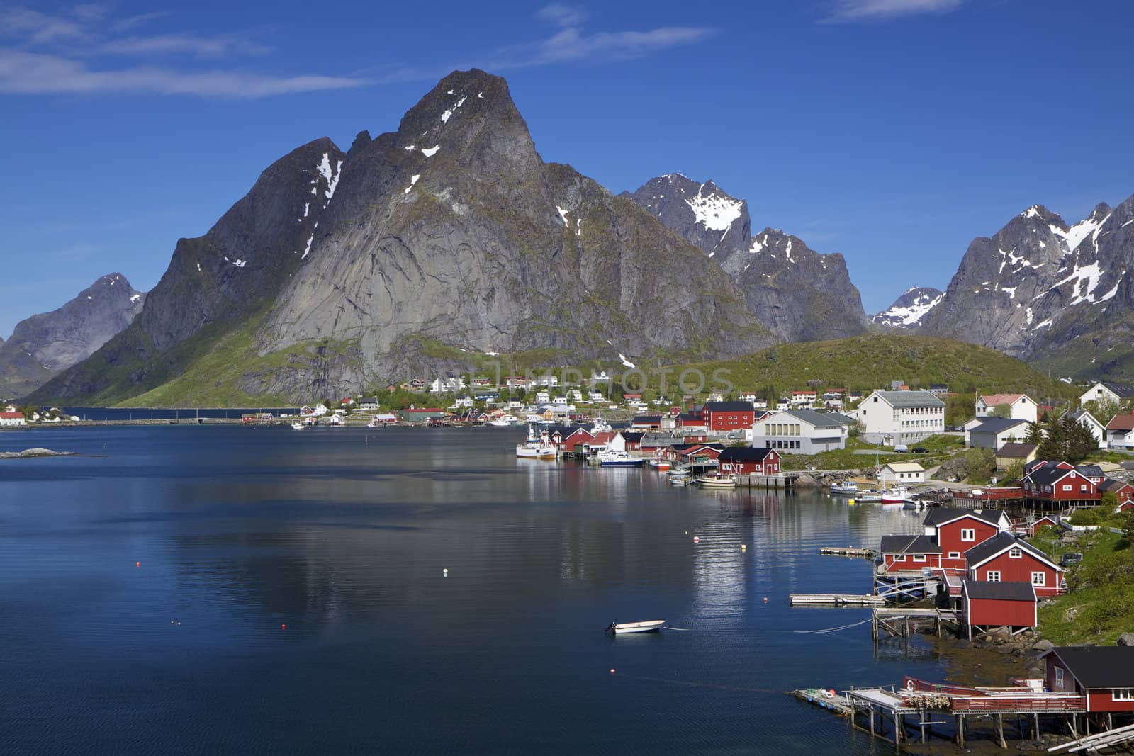 Scenic town of Reine on Lofoten islands in Norway