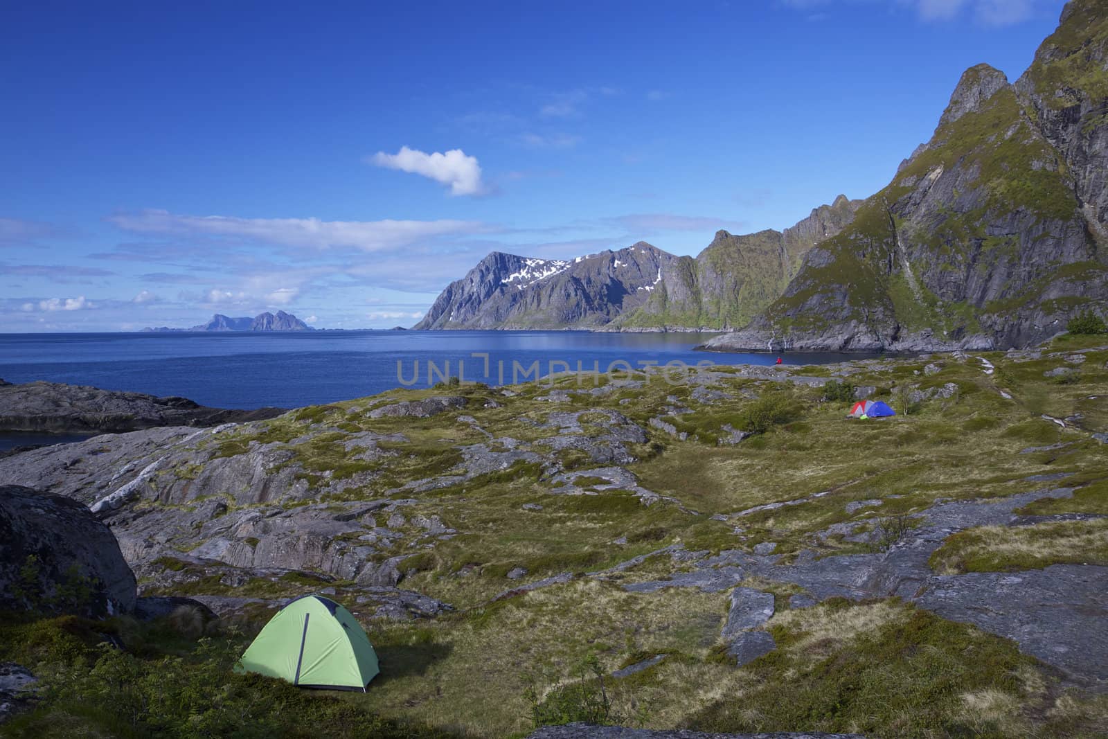 Lofoten islands in Norway, popular destination for its picturesque wildcamping resorts