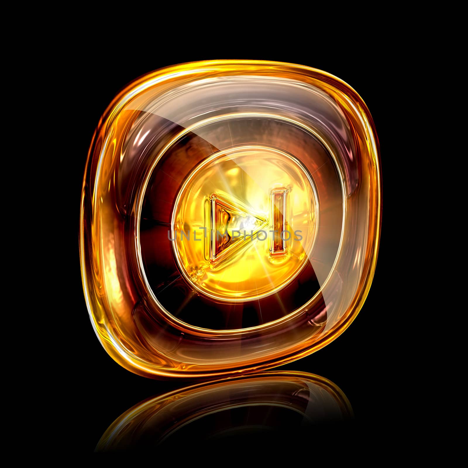 Rewind Forward icon amber, isolated on black background