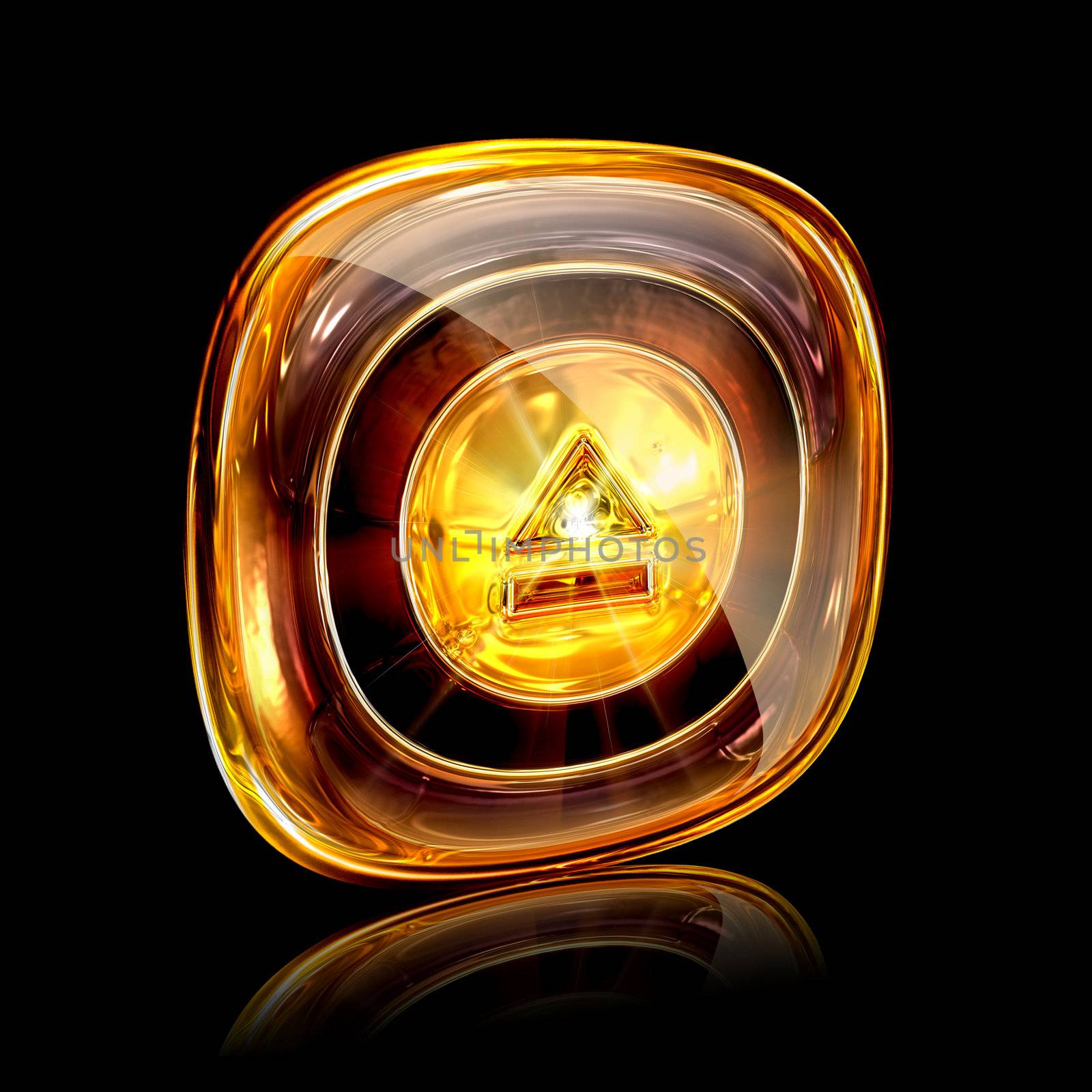 eject icon amber, isolated on black background