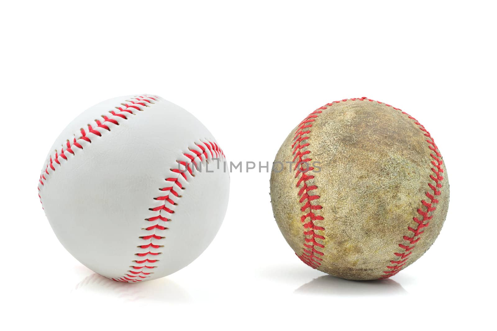 new and old baseballs