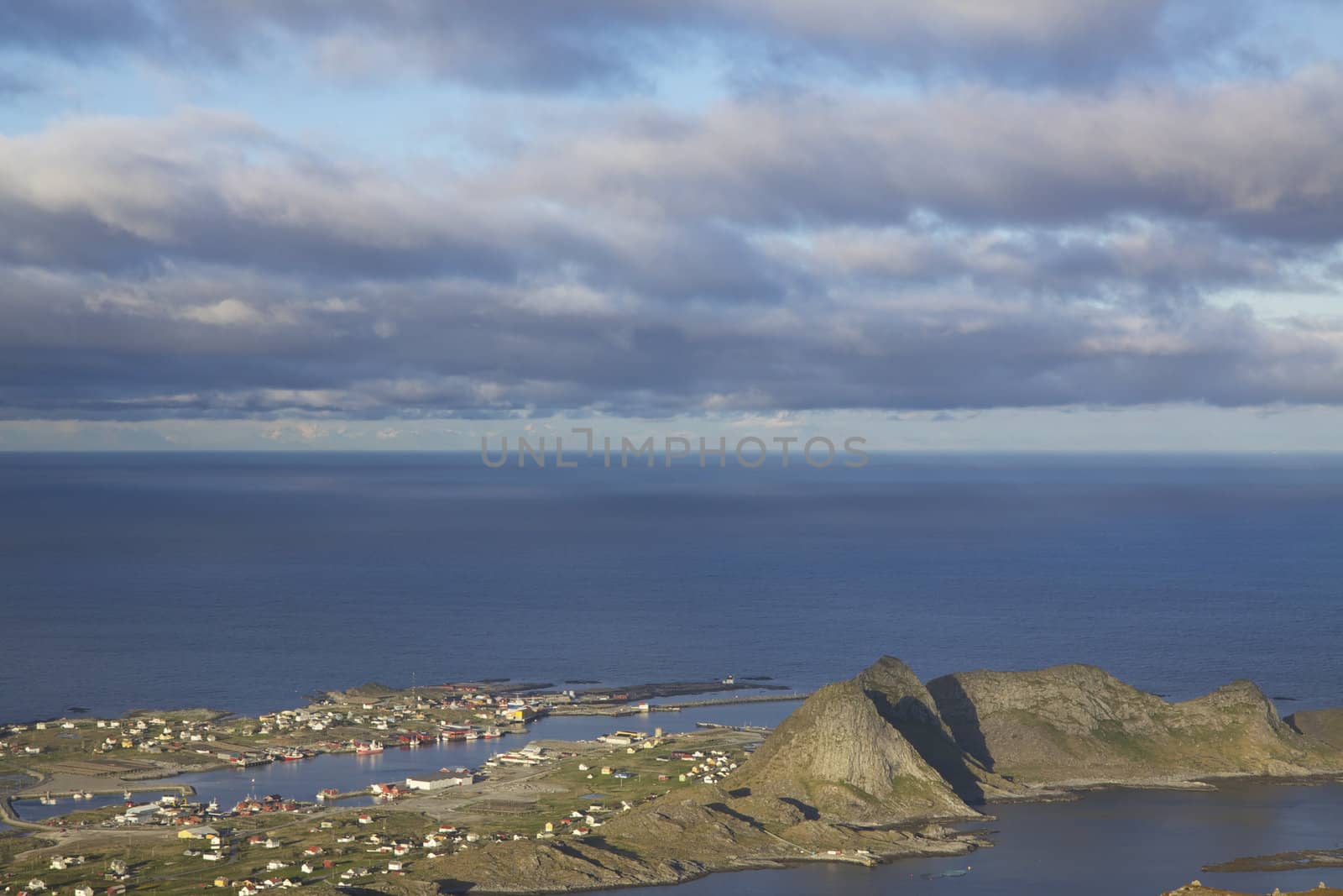 Town of Sorland on island of Vaeroy on Lofoten islands, Norway