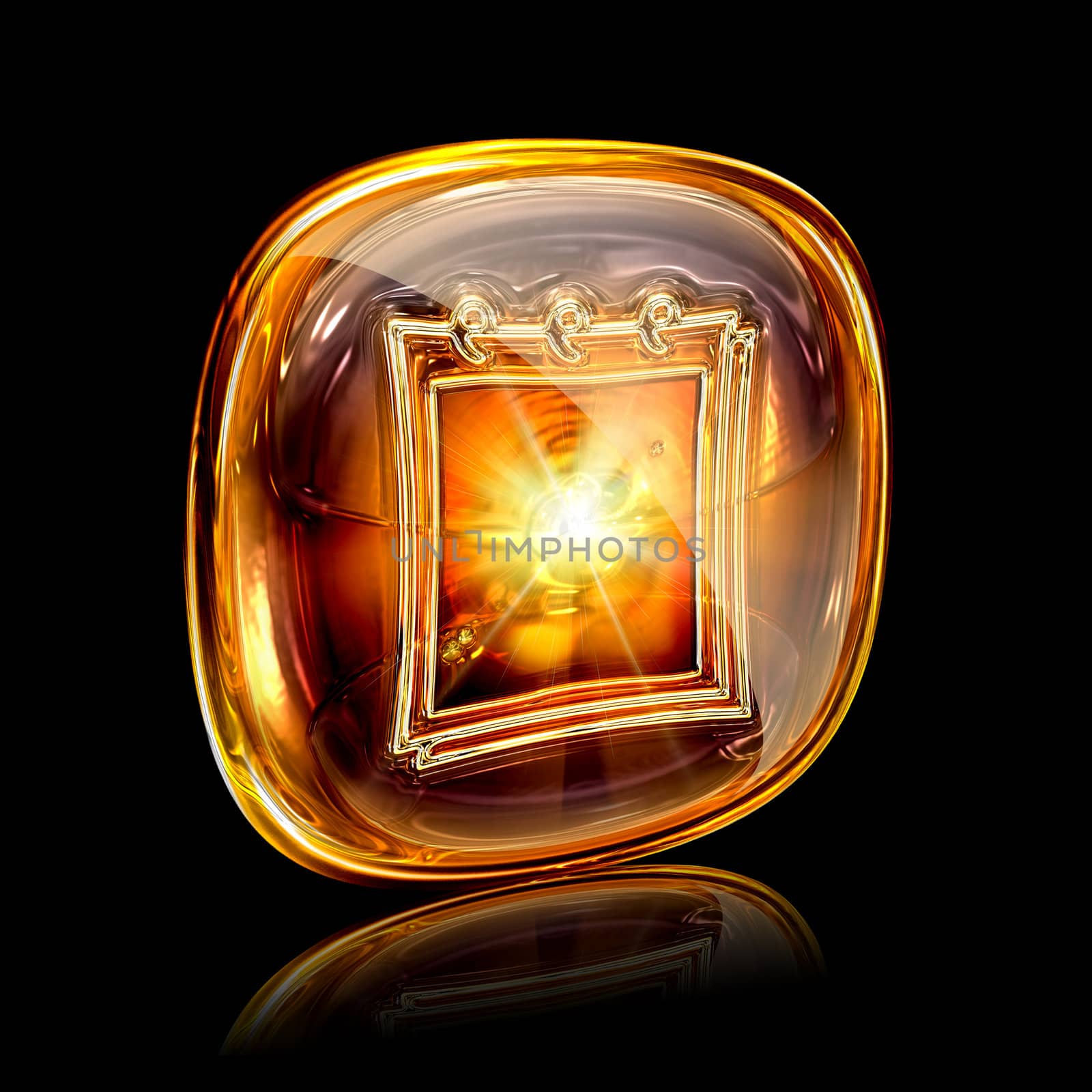 calendar icon amber, isolated on black background
