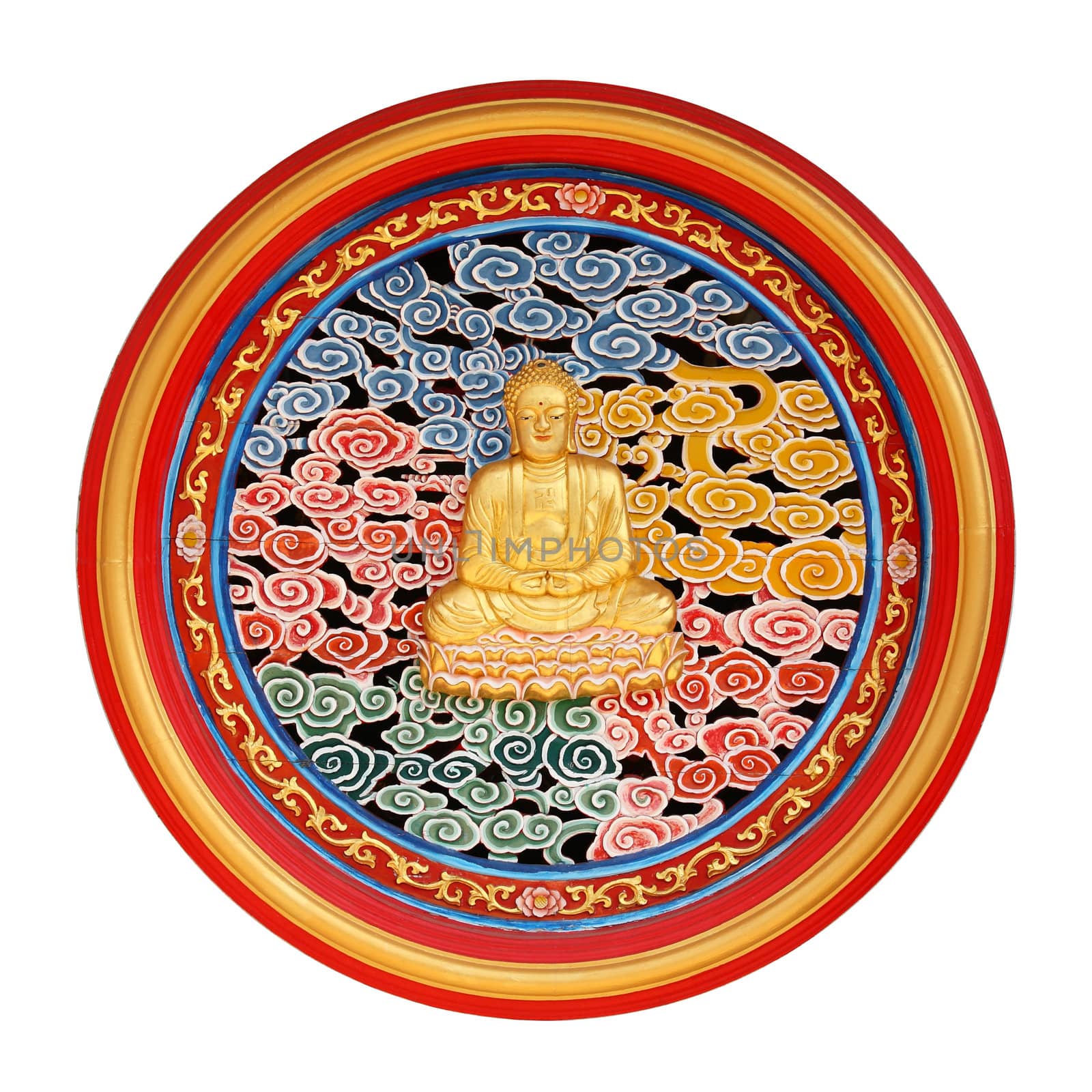 The buddha on circle wood