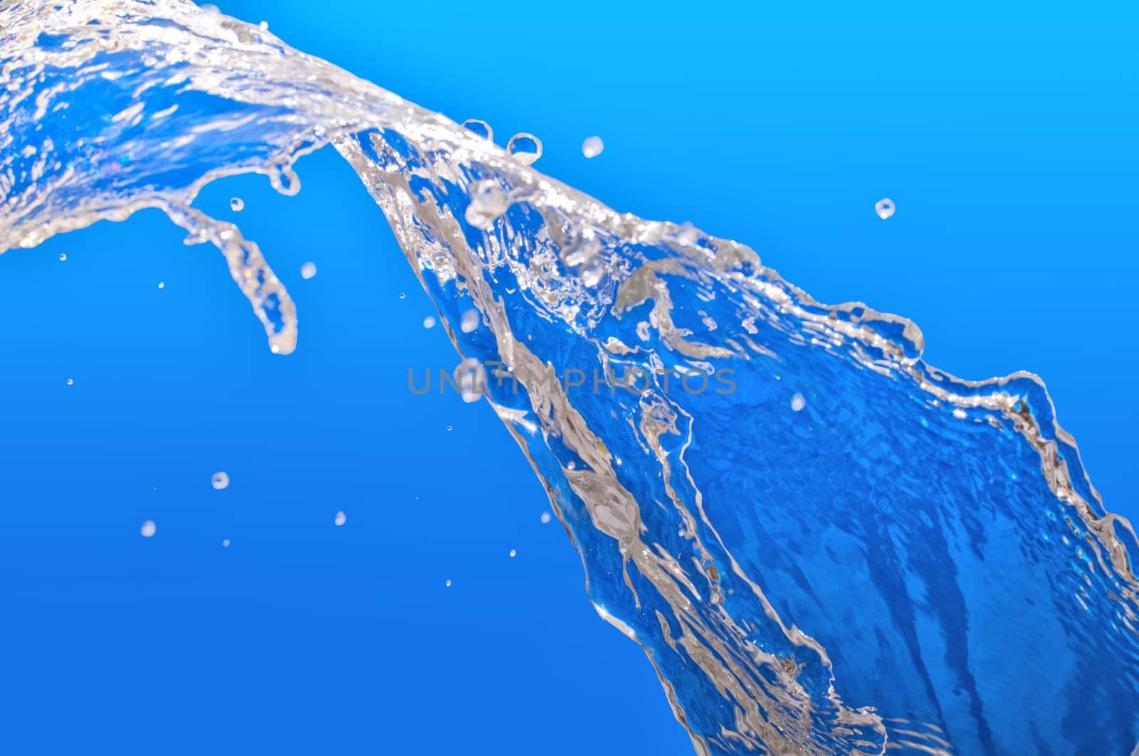 pouring tropical blue sea water in a glass aquarium