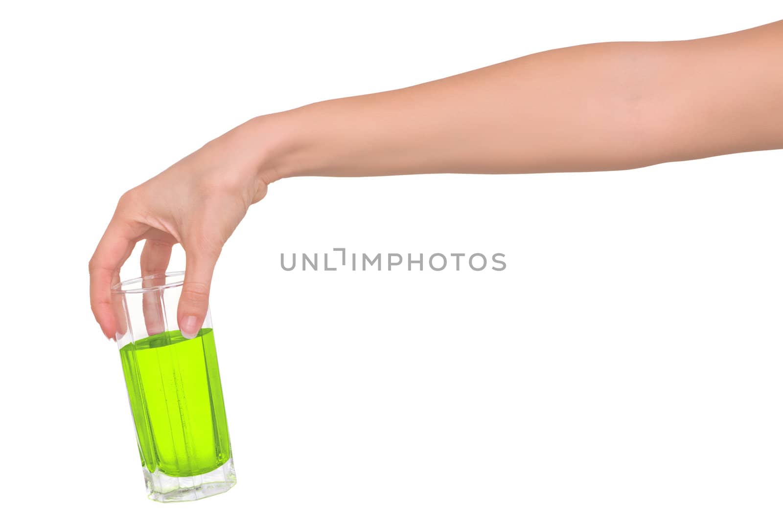 Woman giving a glass with cocktail