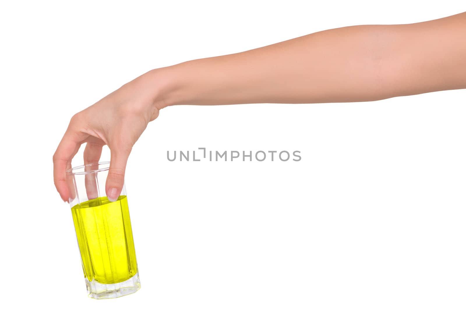 Woman giving a glass with cocktail