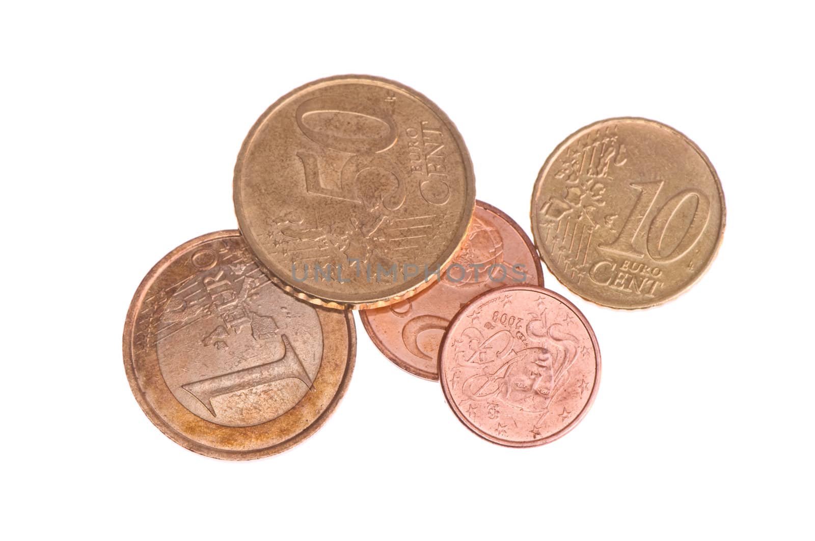 euro money for buying some goods on white background