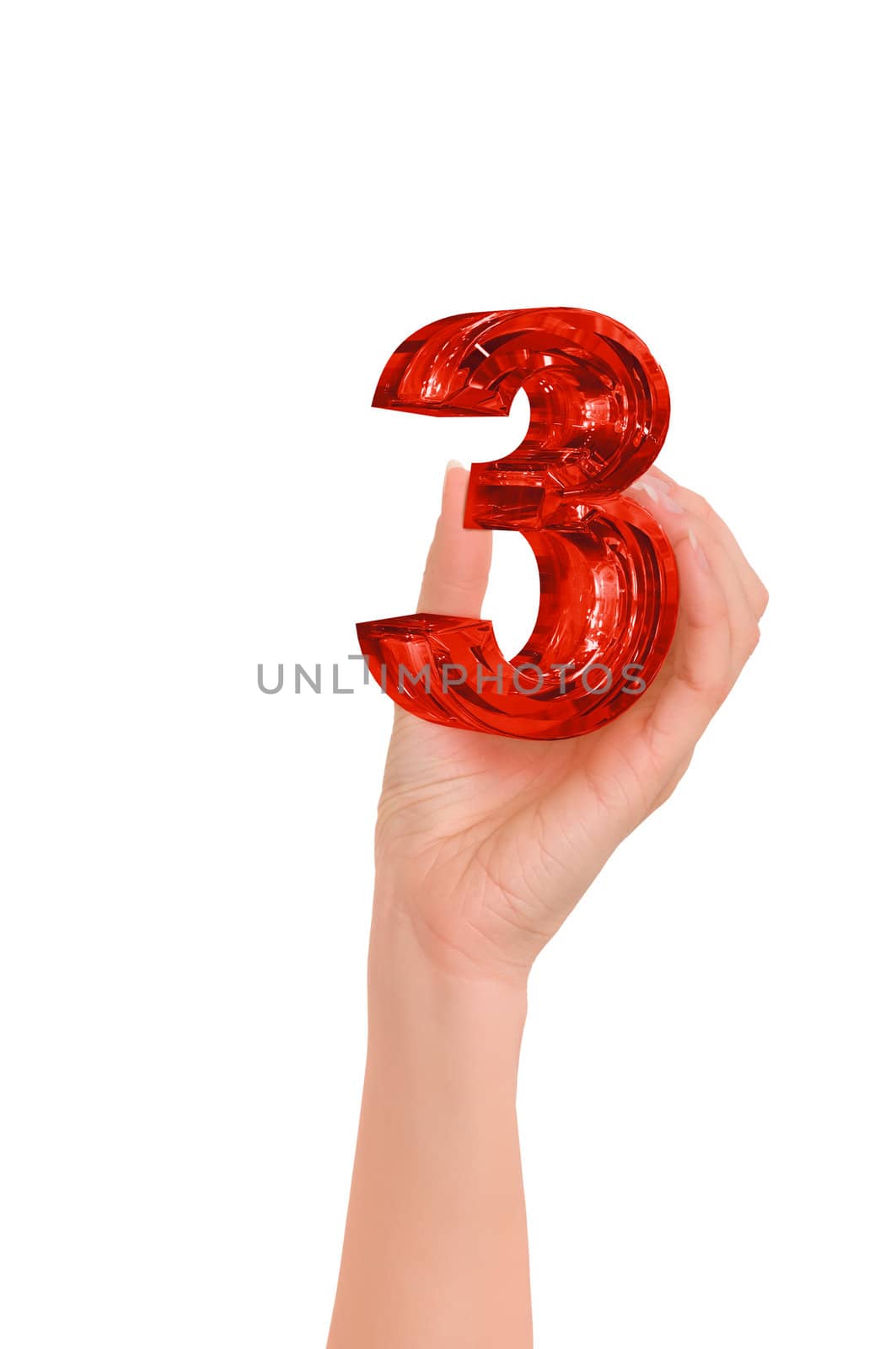 number three for the bronze medalist on white background