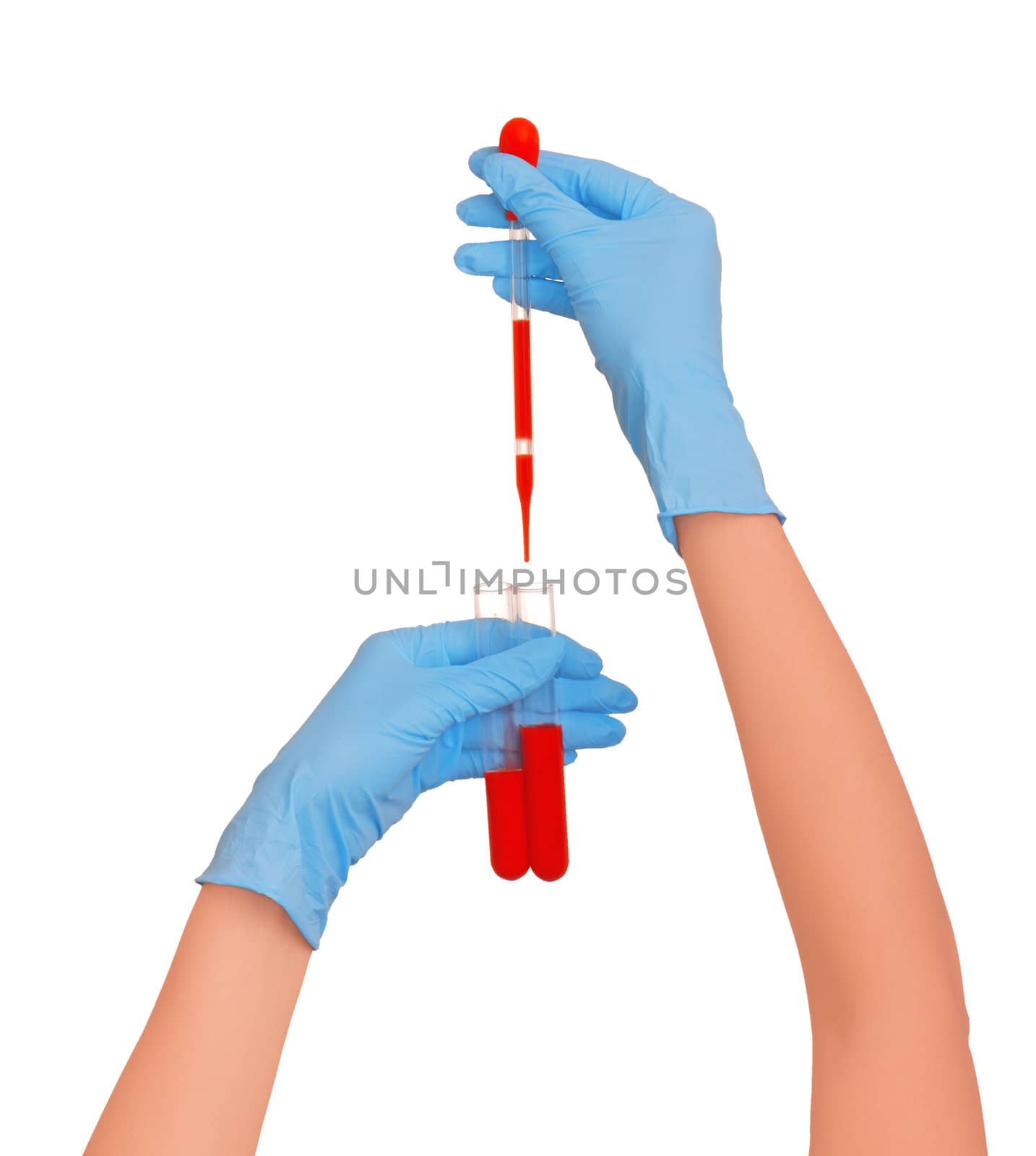 Doctor research a sample of blood for vaccine
