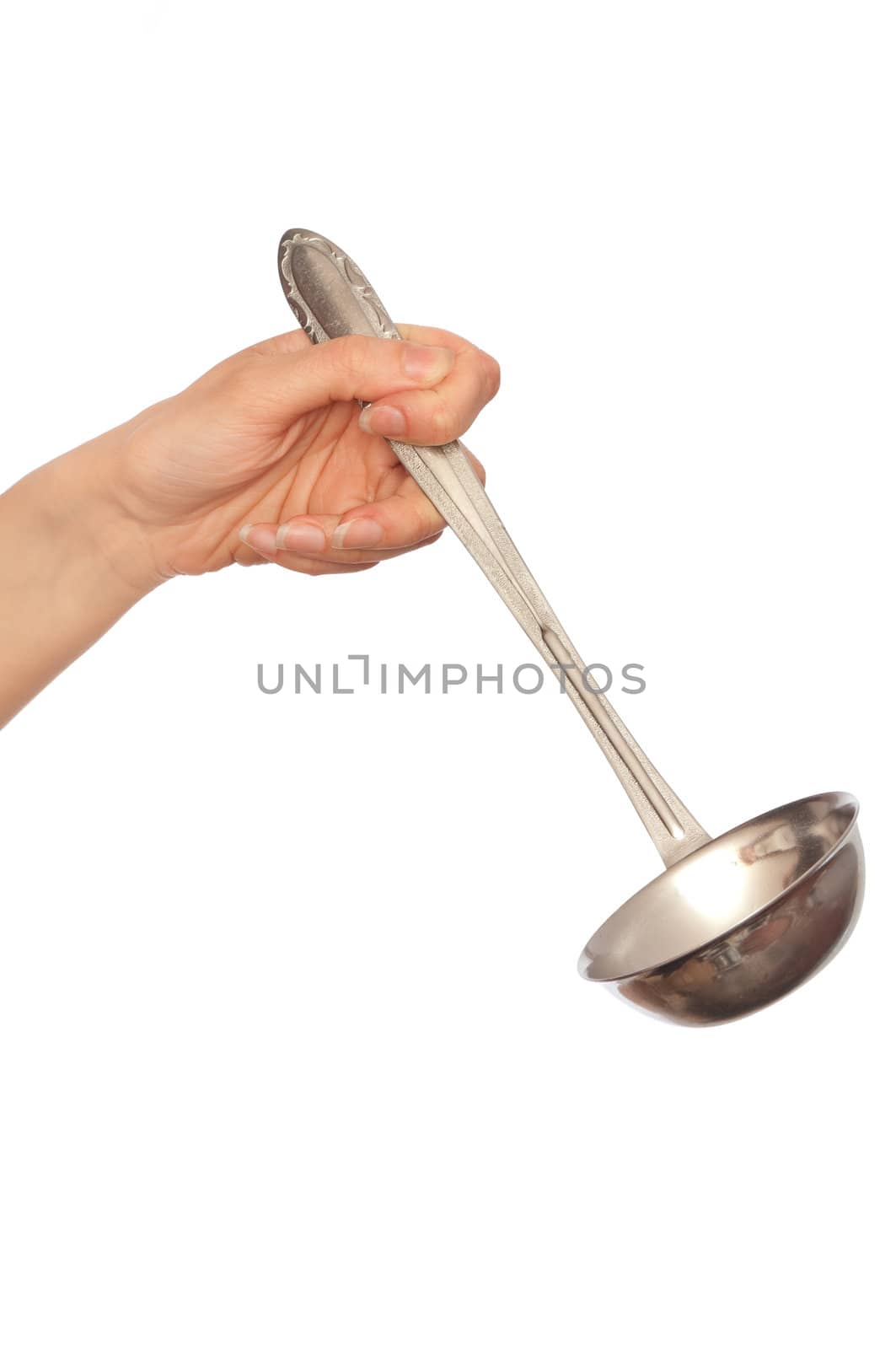 woman holding ladle in the hand for preparing dinner