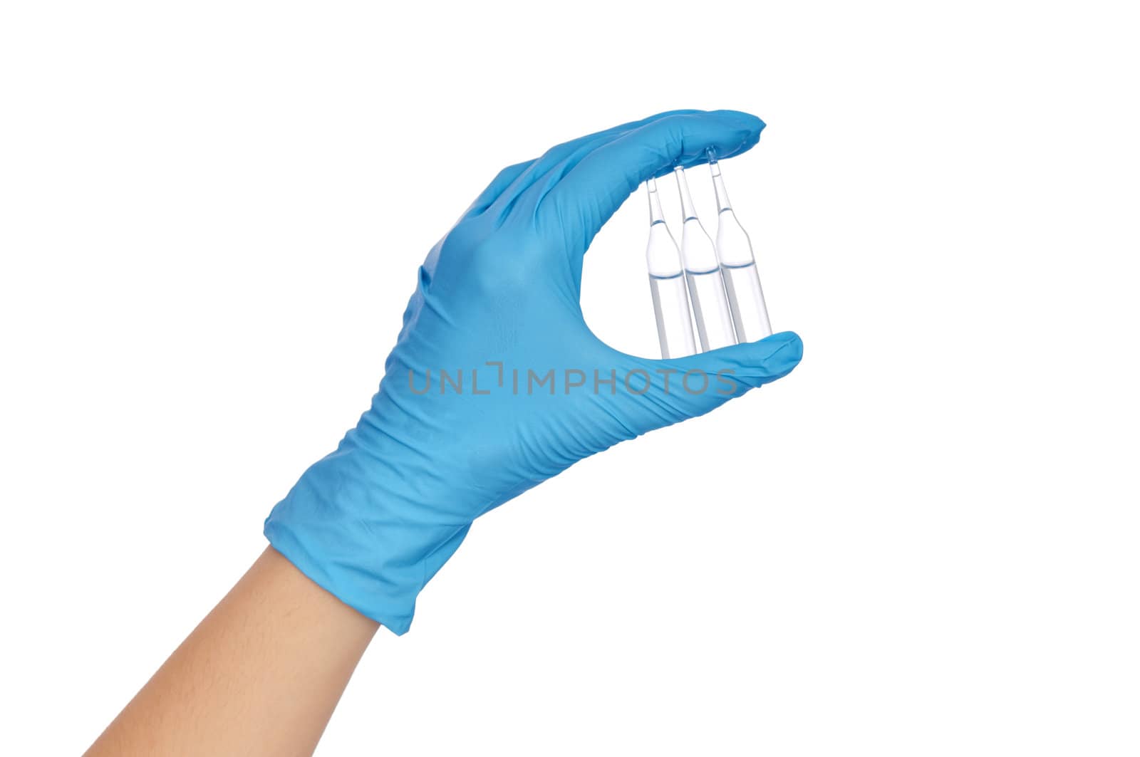 laboratory assistant takes three ampules for making a vaccination