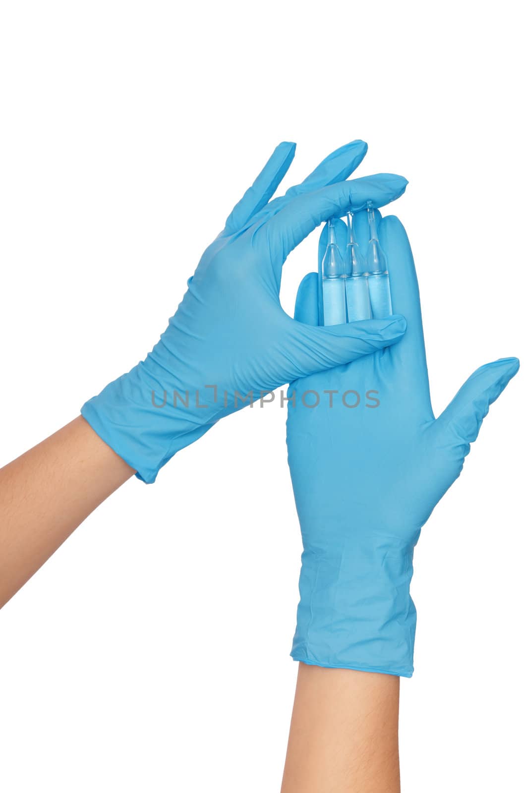 laboratory assistant takes three ampules for making a vaccination