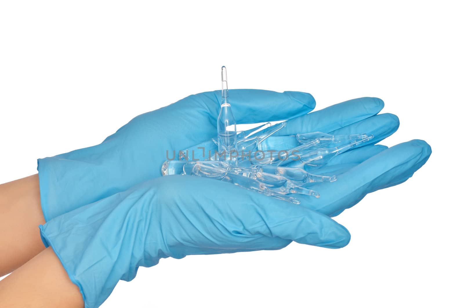 laboratory assistant taking ampules for making a test