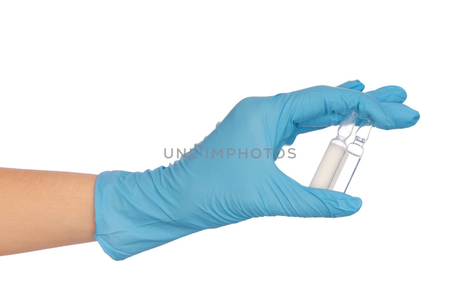laboratory assistant takes two ampules for making a vaccination