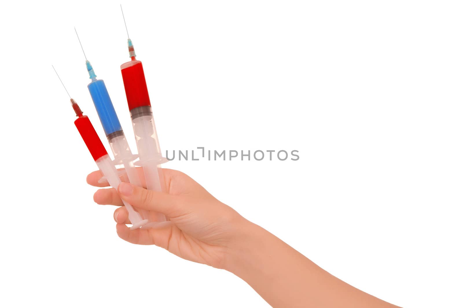 three syringes for making injections