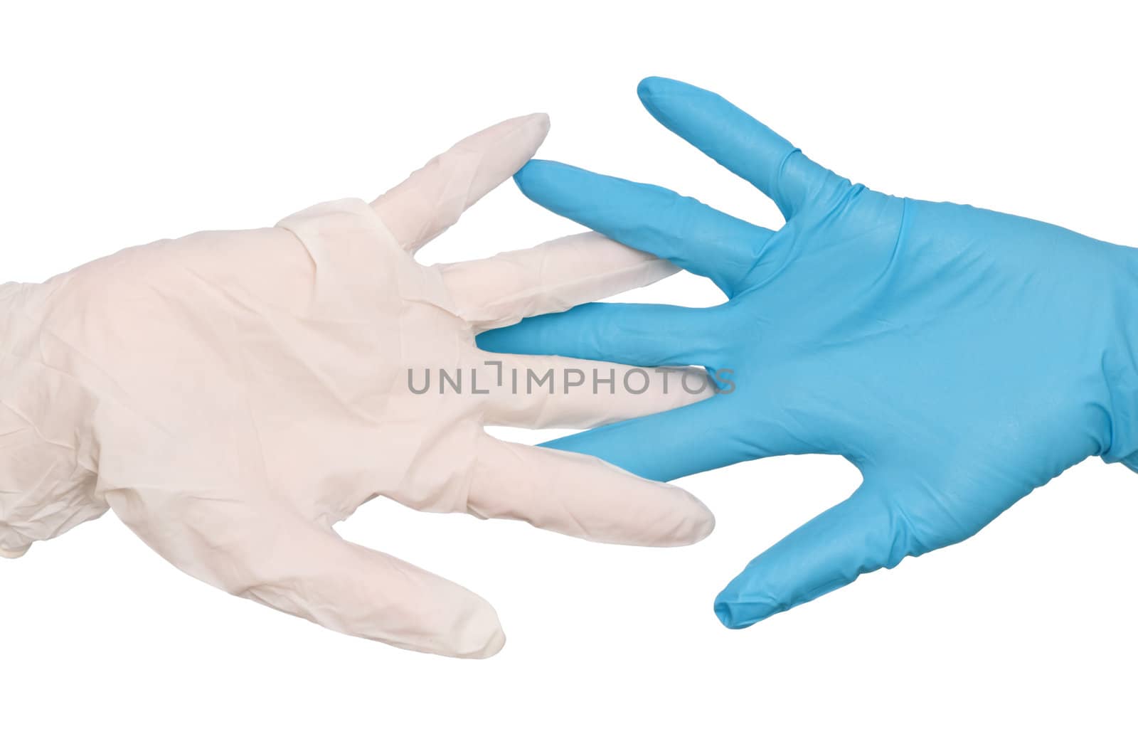 doctor put blue and white sterilized medical glove for making operation