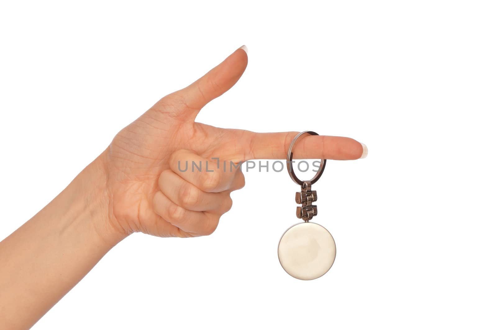 woman holding key ring in the hand