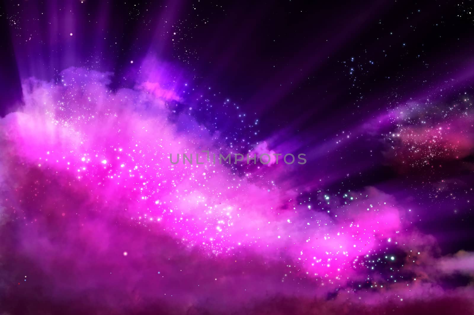 northern lights in the black space of the galaxy