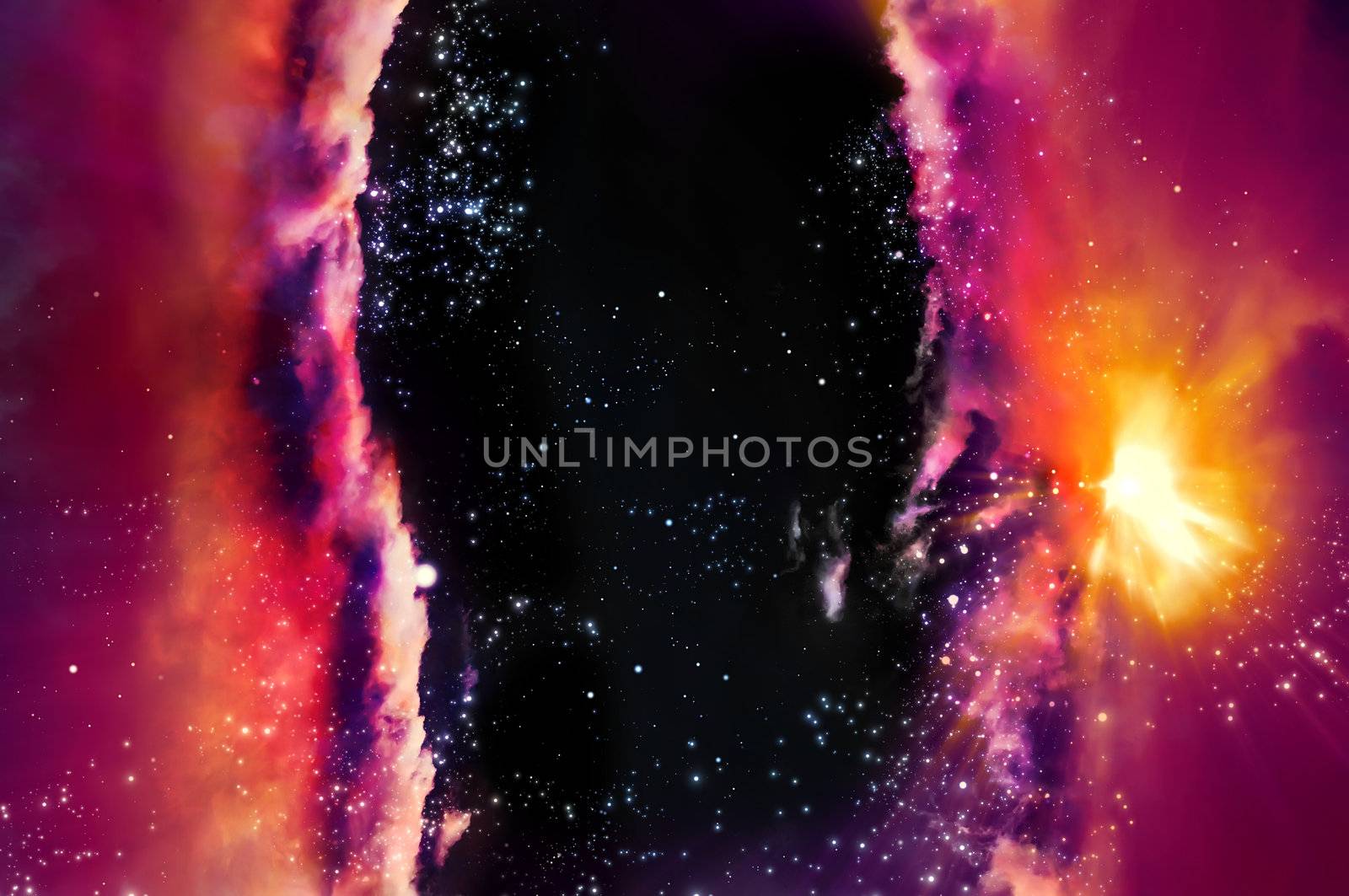 skirmish of galaxies in the black space of nebula