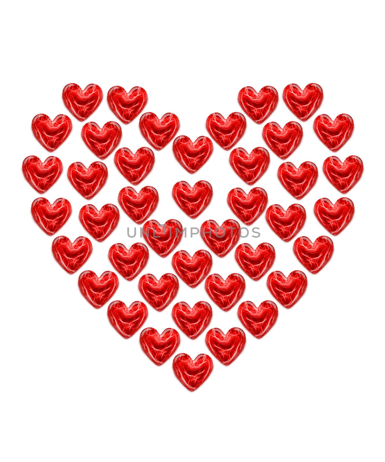 one big red heart made of small hearts
