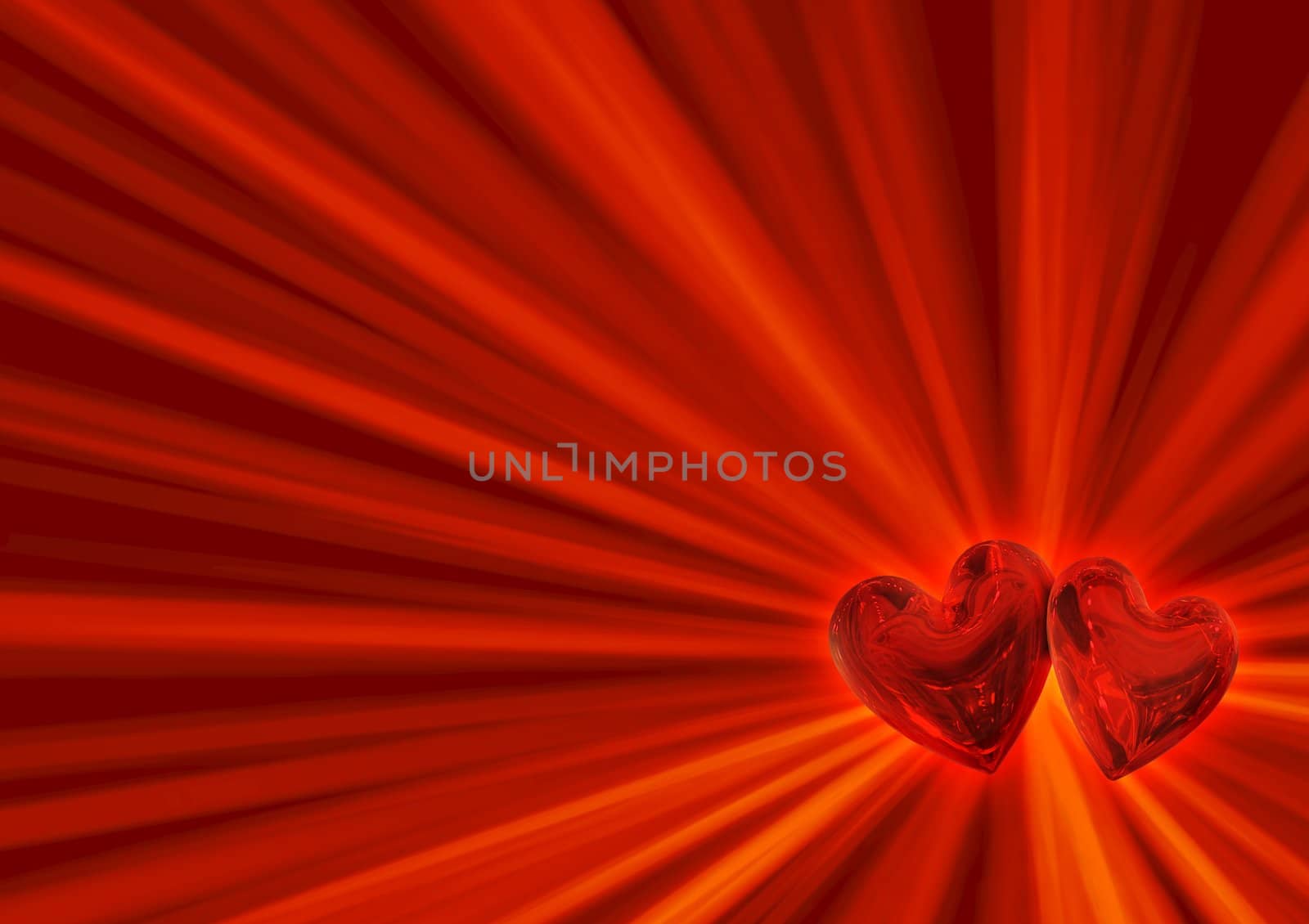 two red hearts in pair as background
