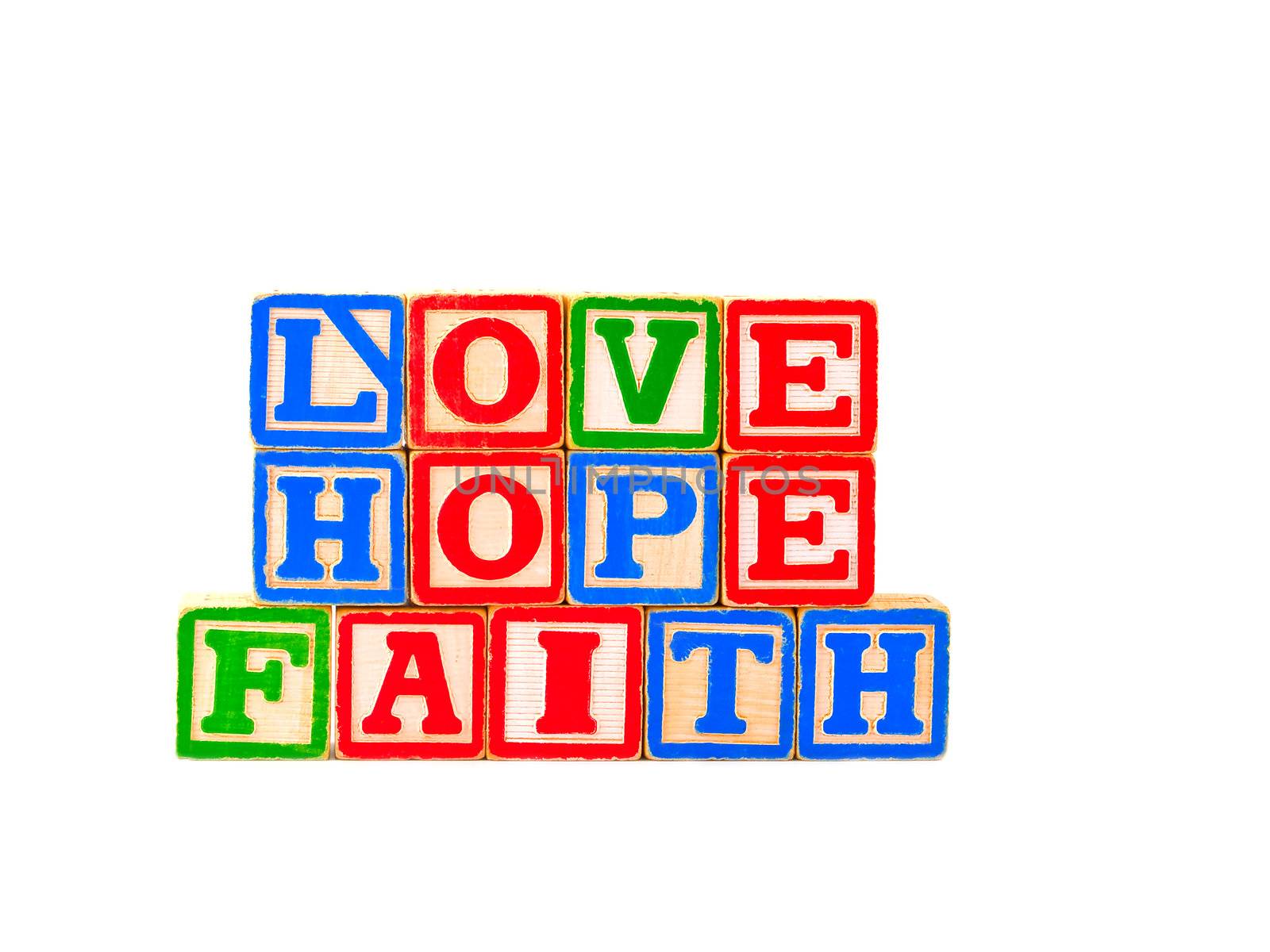 Colorful Alphabet Blocks FAITH HOPE and LOVE by Frankljunior