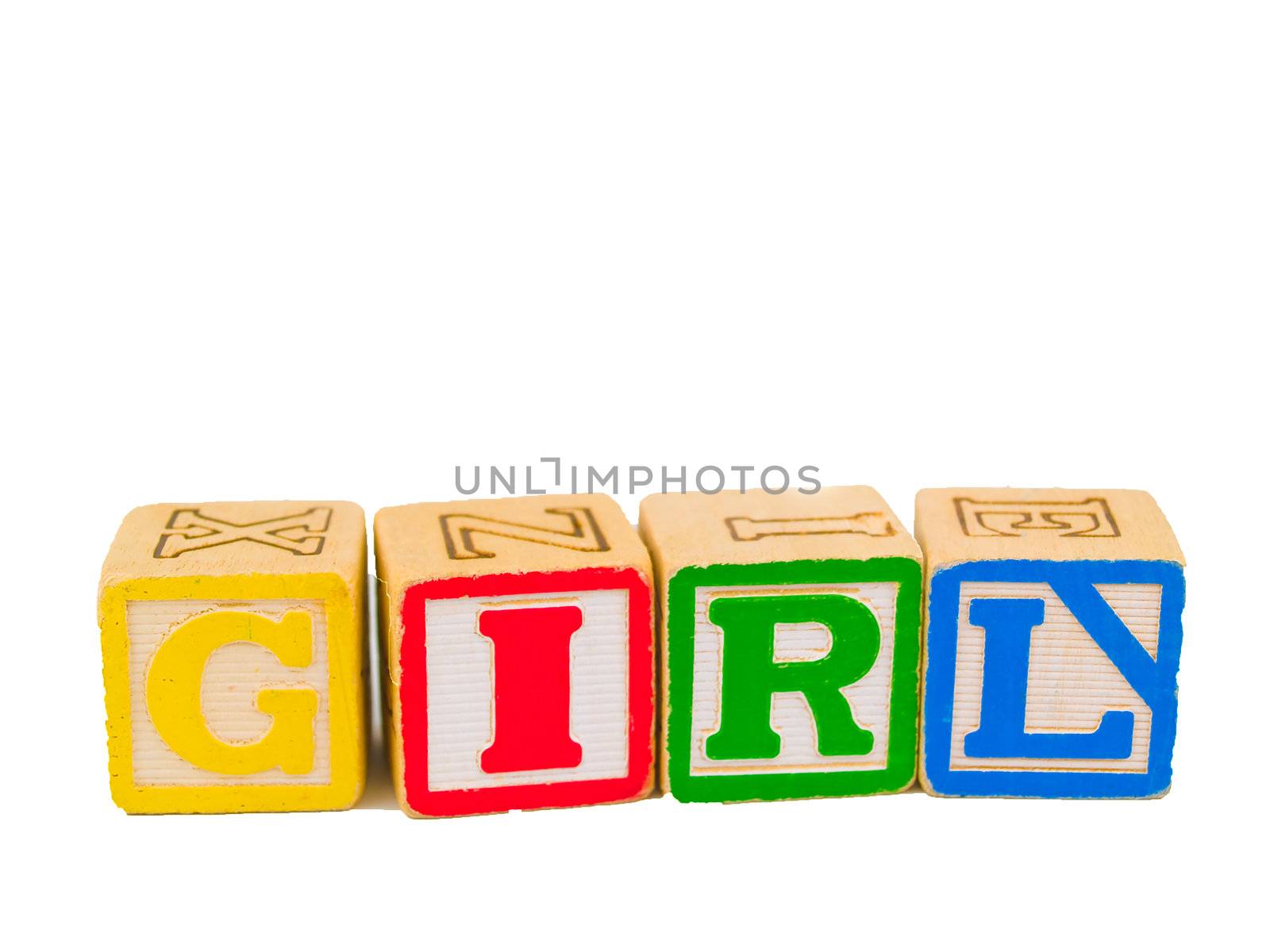 Colorful Alphabet Blocks Spelling the Word GIRL