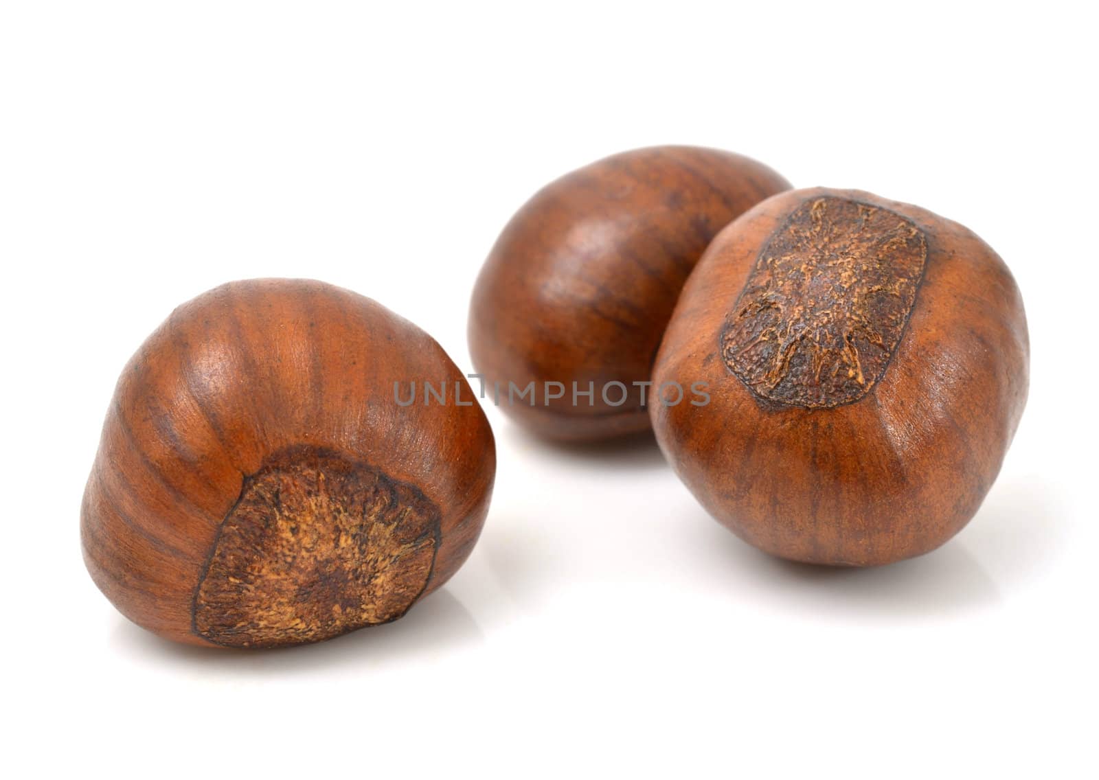 Chestnuts on white background