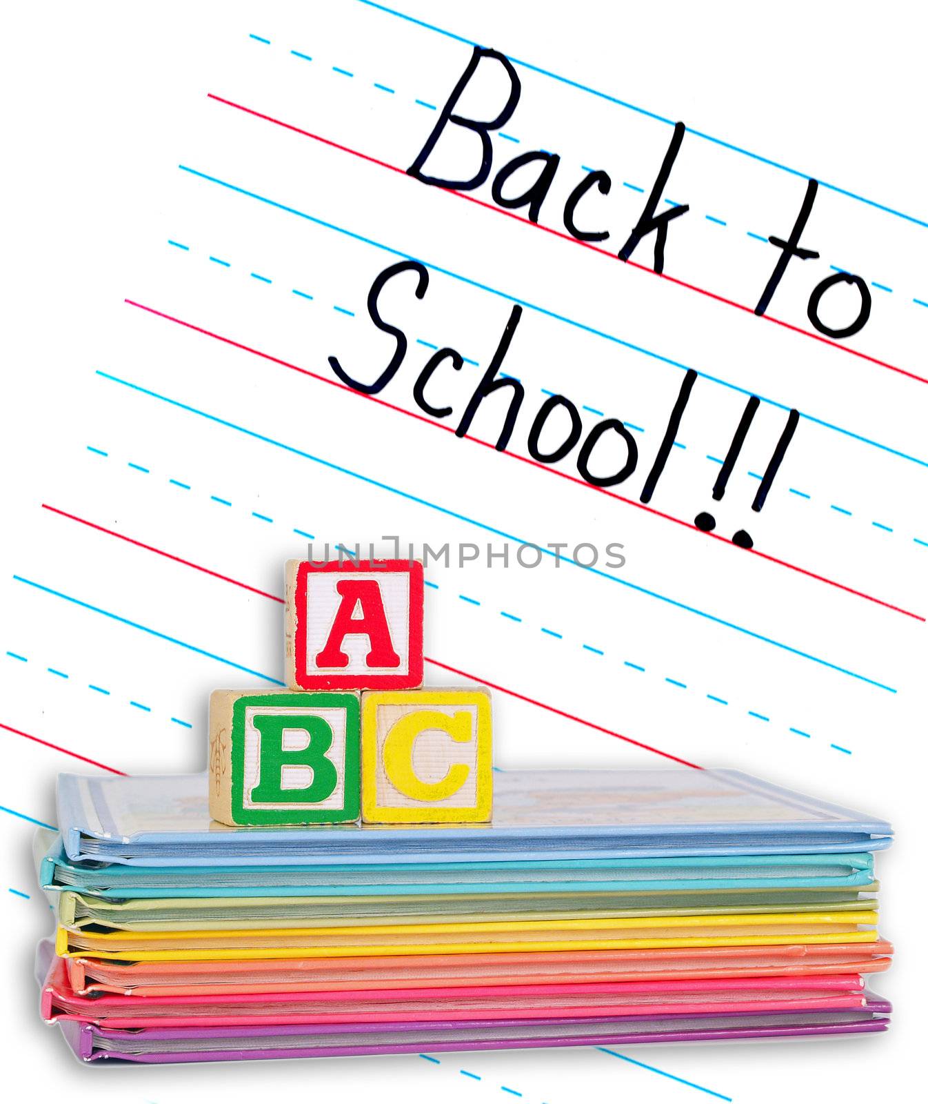 Back to School Written on a Lined Dry Erase Board with Books