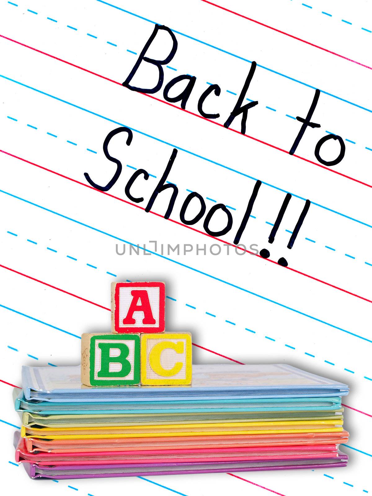 Back to School Written on a Lined Dry Erase Board with Books