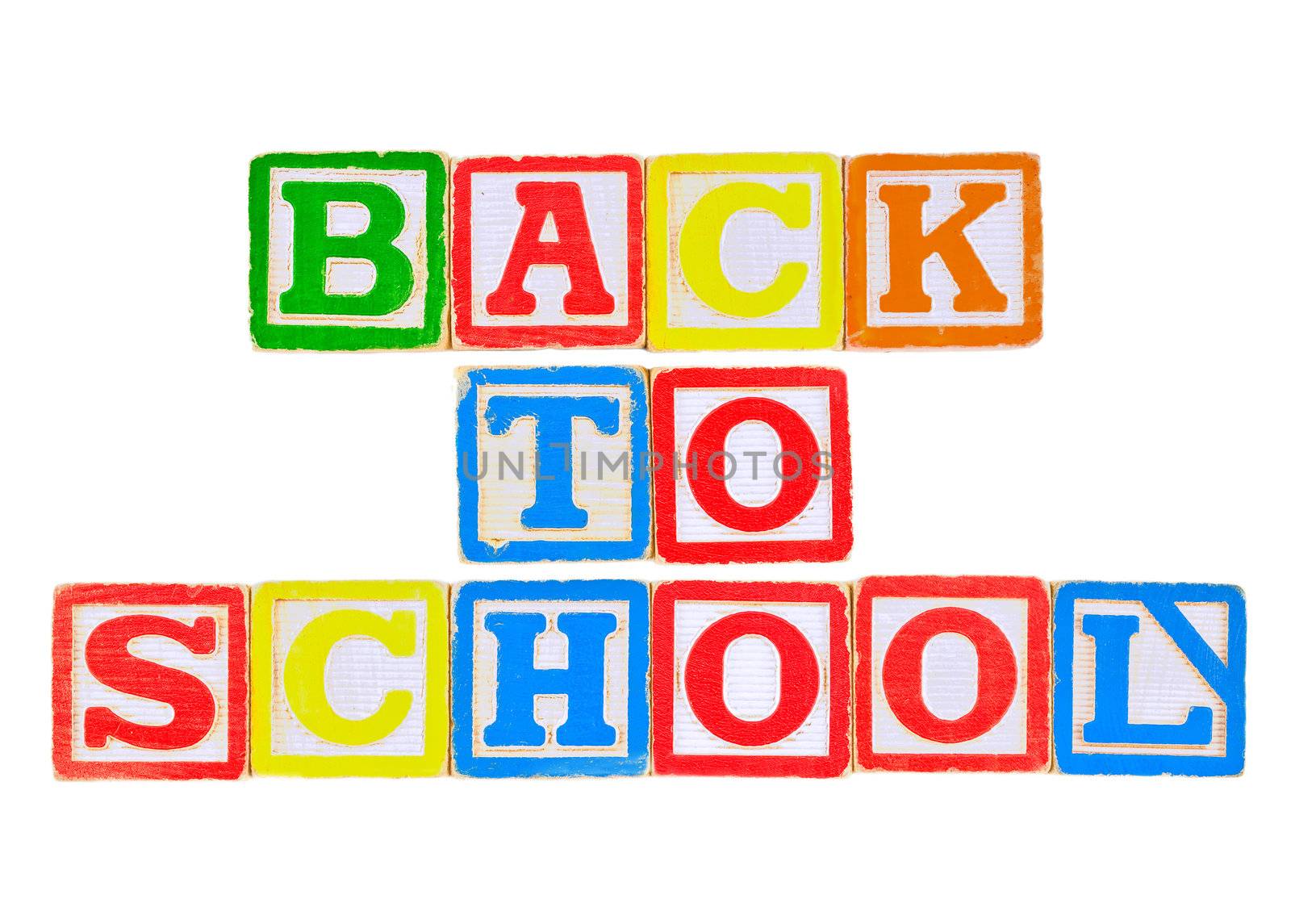 Back to School Written in Alphabet Blocks