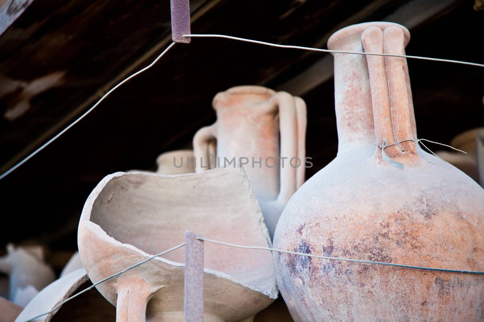 2200 years old amphoras for whine, Pompei site, Italy