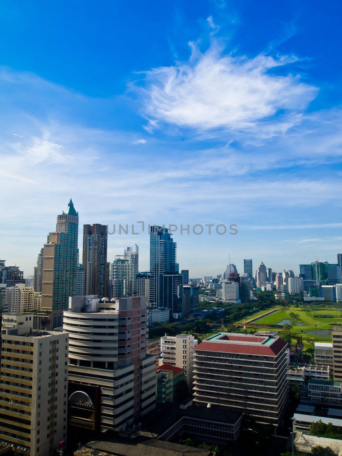 Blue sky and the city