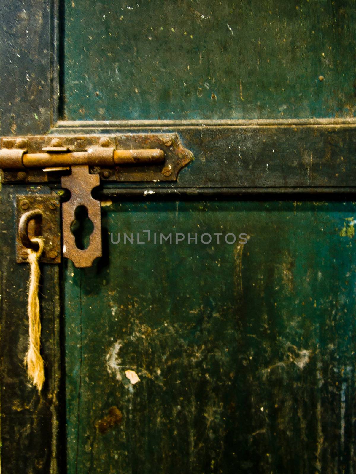 Steel door latch on old door