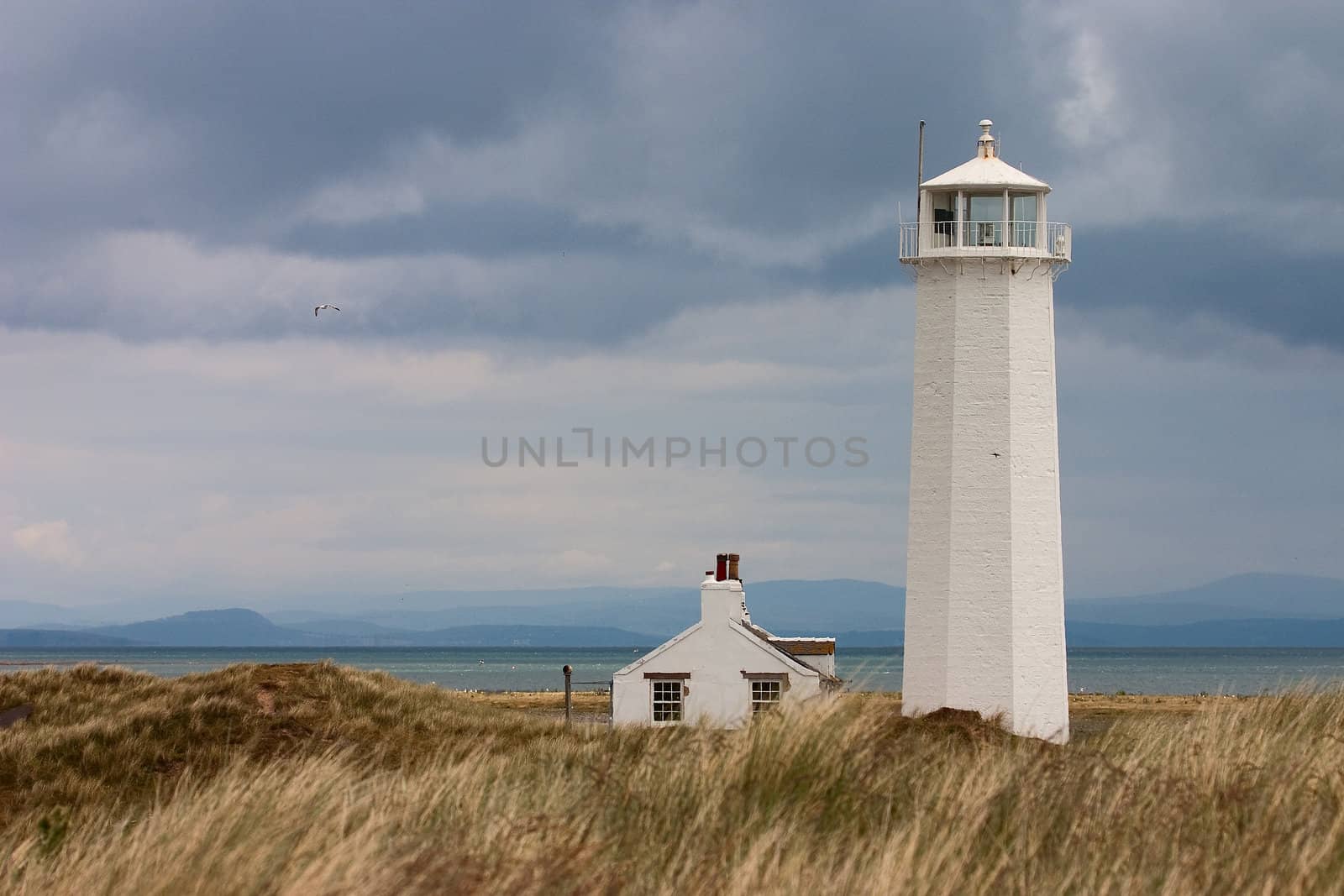 White Lighthouse in Nature Reserve on Walney Island