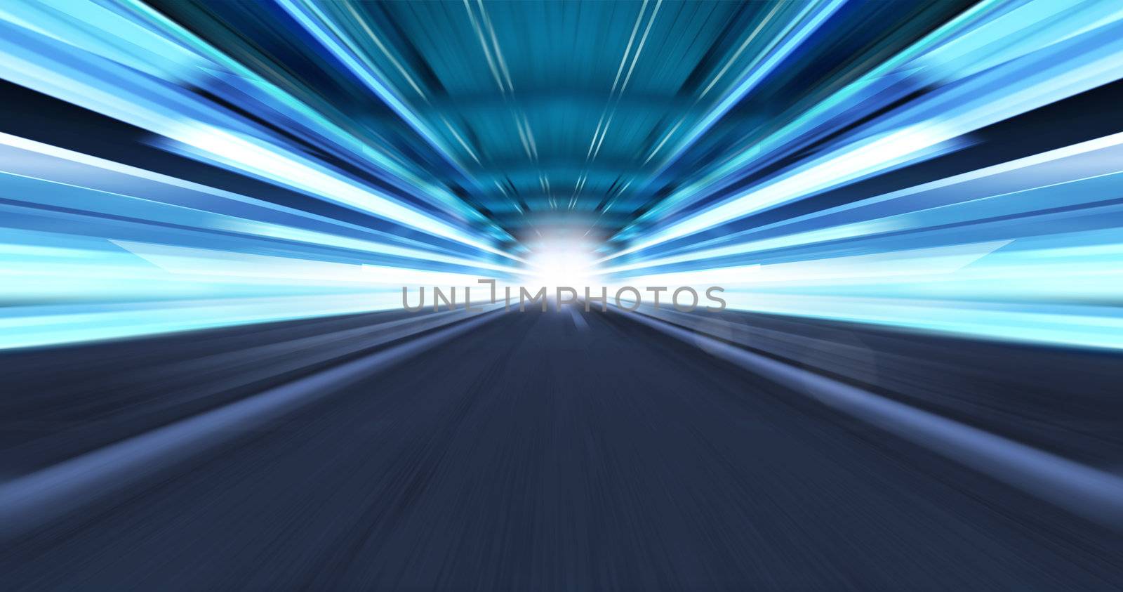 Greased light on high-speed highway of night city